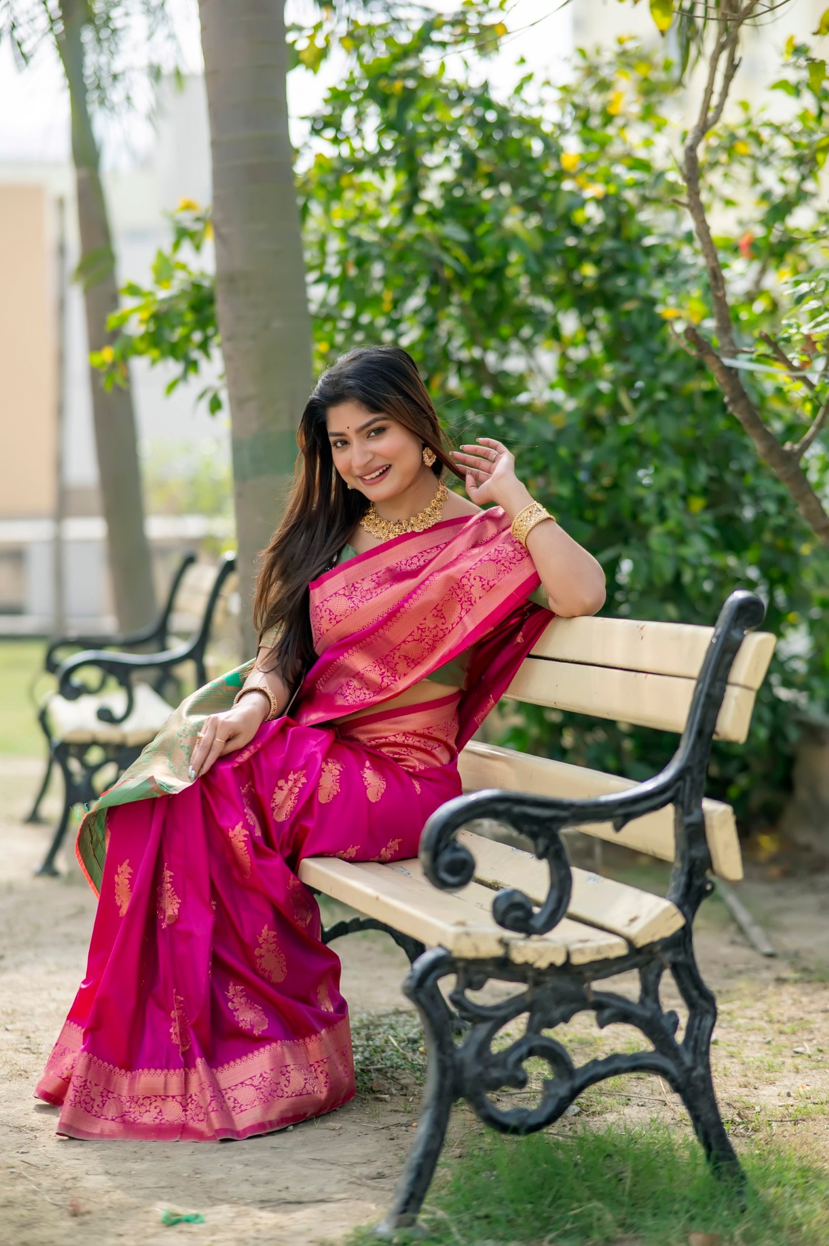 Pink Color Zari Woven Work Banarasi Silk Saree