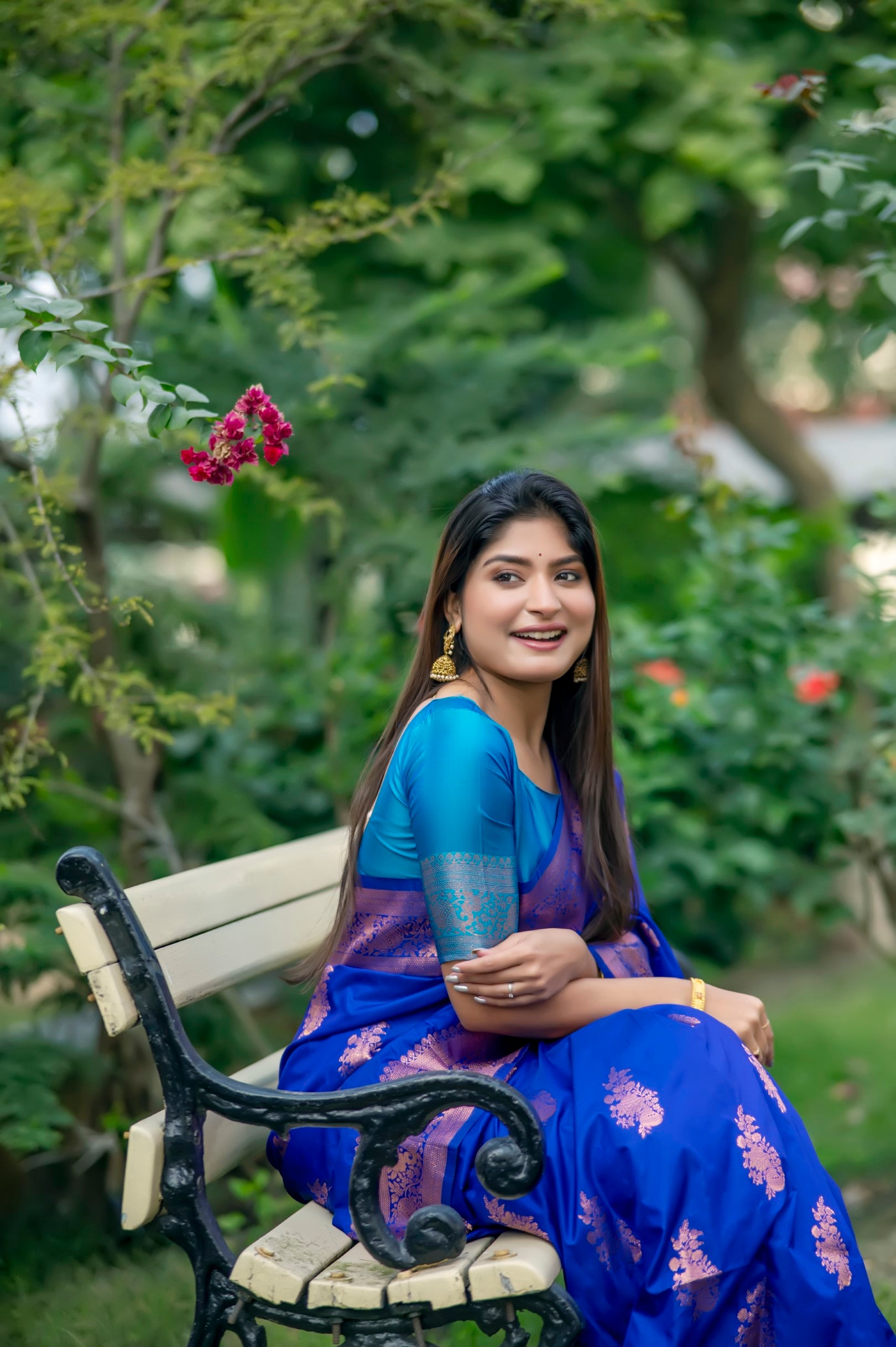 Royal Blue Color Zari Woven Work Banarasi Silk Saree