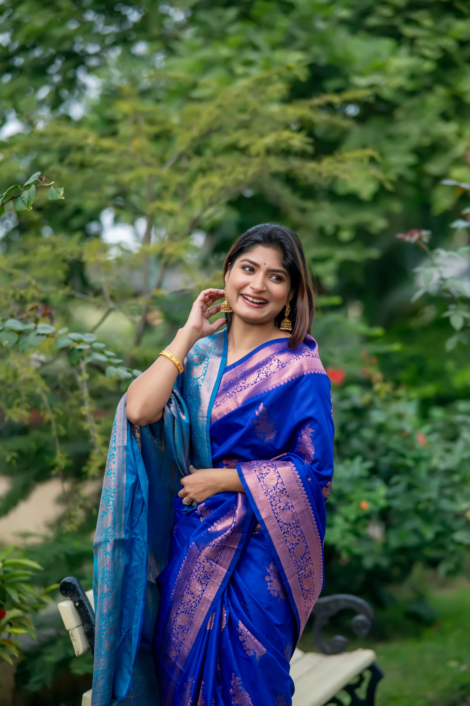 Royal Blue Color Zari Woven Work Banarasi Silk Saree