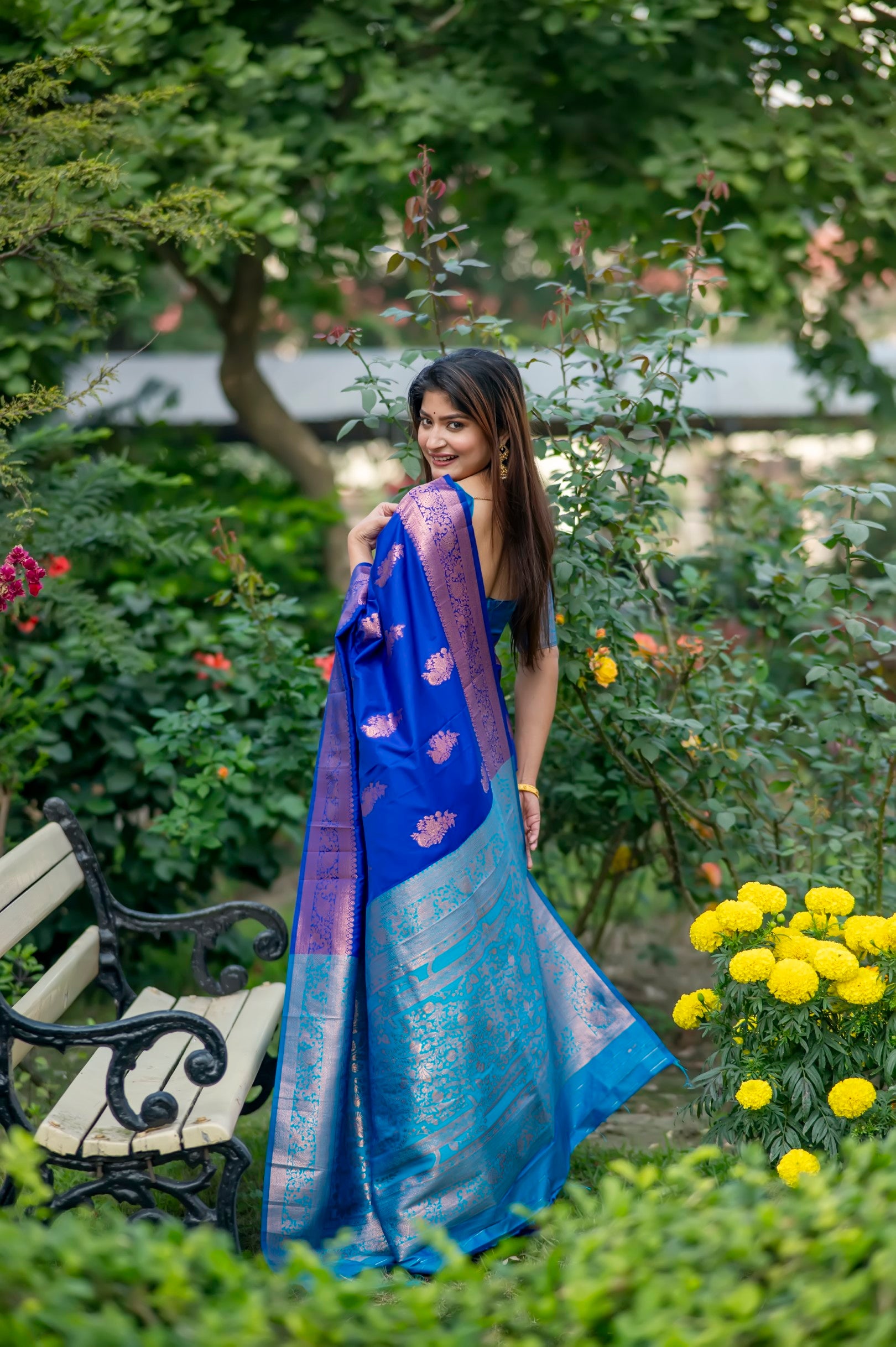 Royal Blue Color Zari Woven Work Banarasi Silk Saree