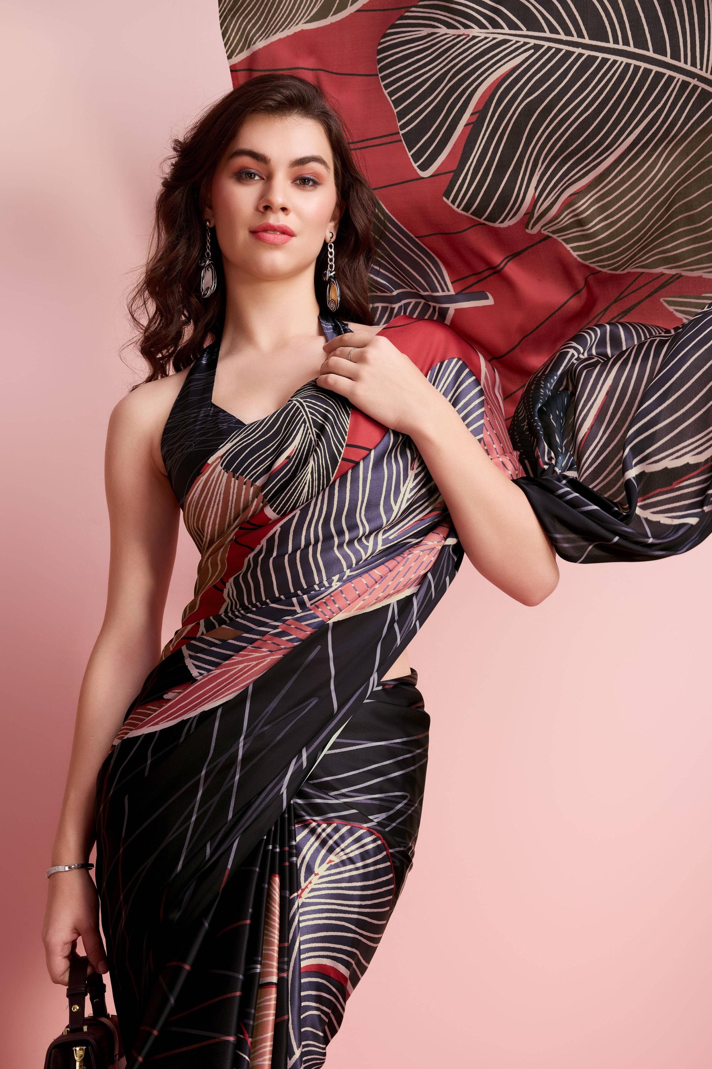 Digital Topical Printed Satin Silk Saree