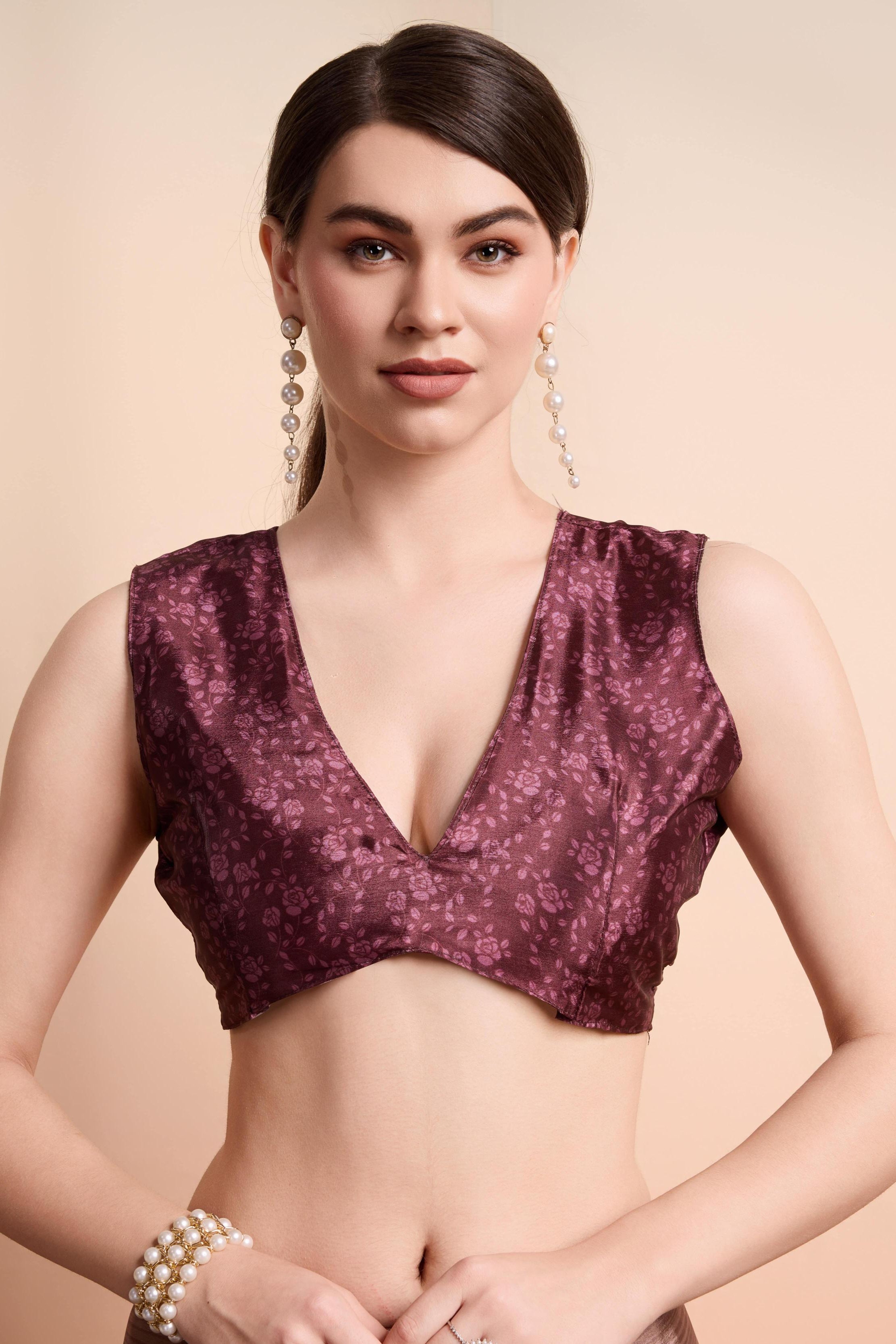 Digital Floral Art Print Satin Silk Ready to Wear Saree