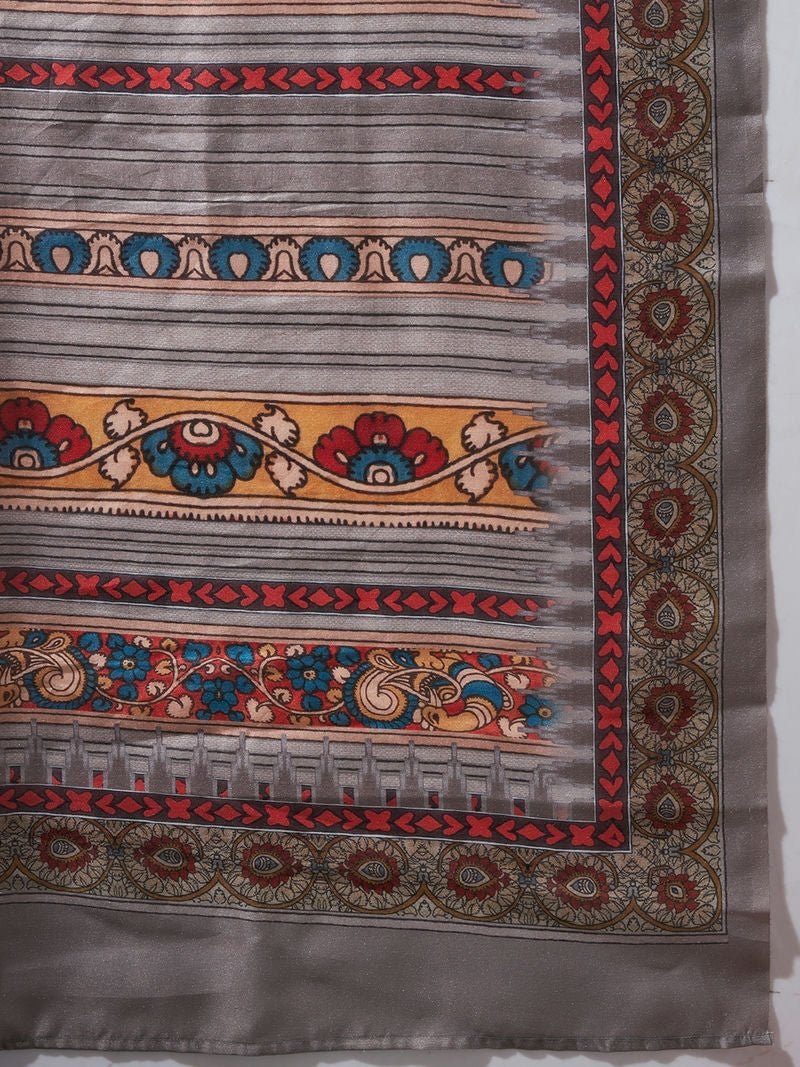 Kalamkari Art Printed Cotton Silk Saree