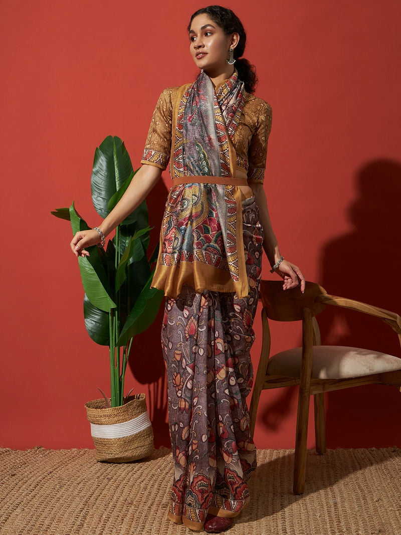 Pichwai Prints Cotton Silk Saree