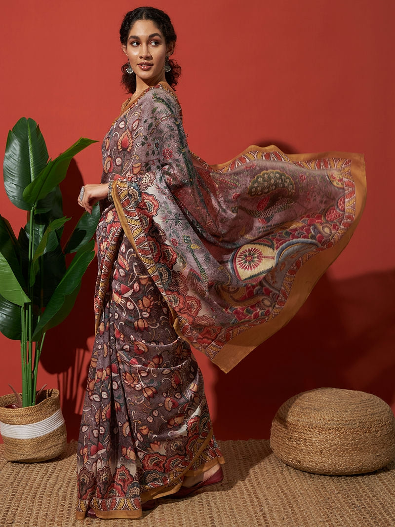 Pichwai Prints Cotton Silk Saree