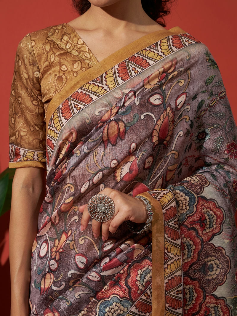 Pichwai Prints Cotton Silk Saree