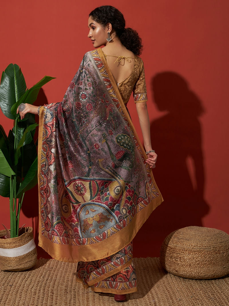 Pichwai Prints Cotton Silk Saree