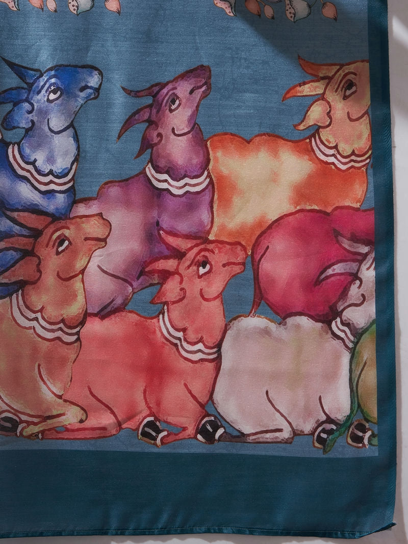 Pichwai Prints Cotton Silk Saree