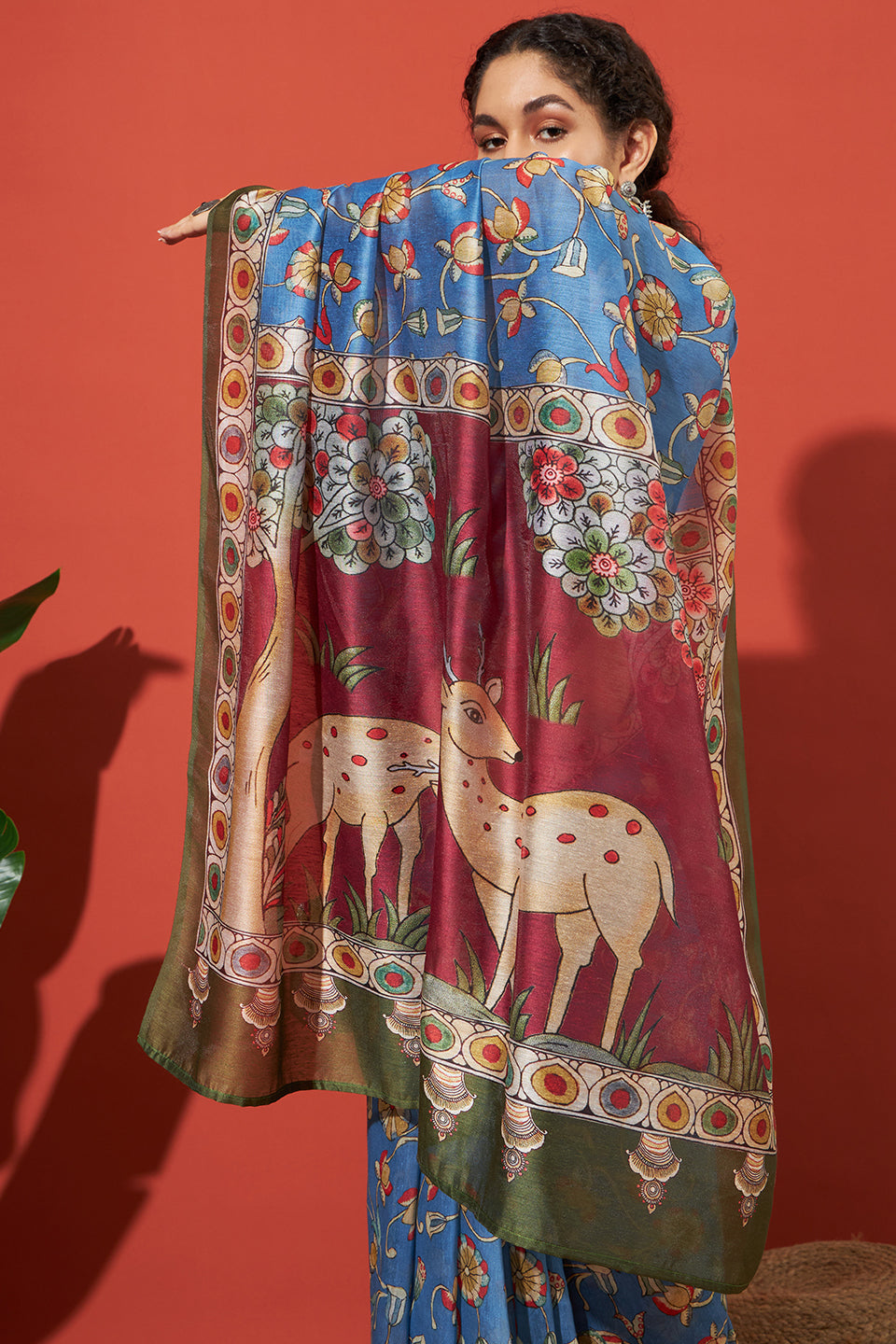 Kalamkari Pichwai Prints Cotton Silk saree