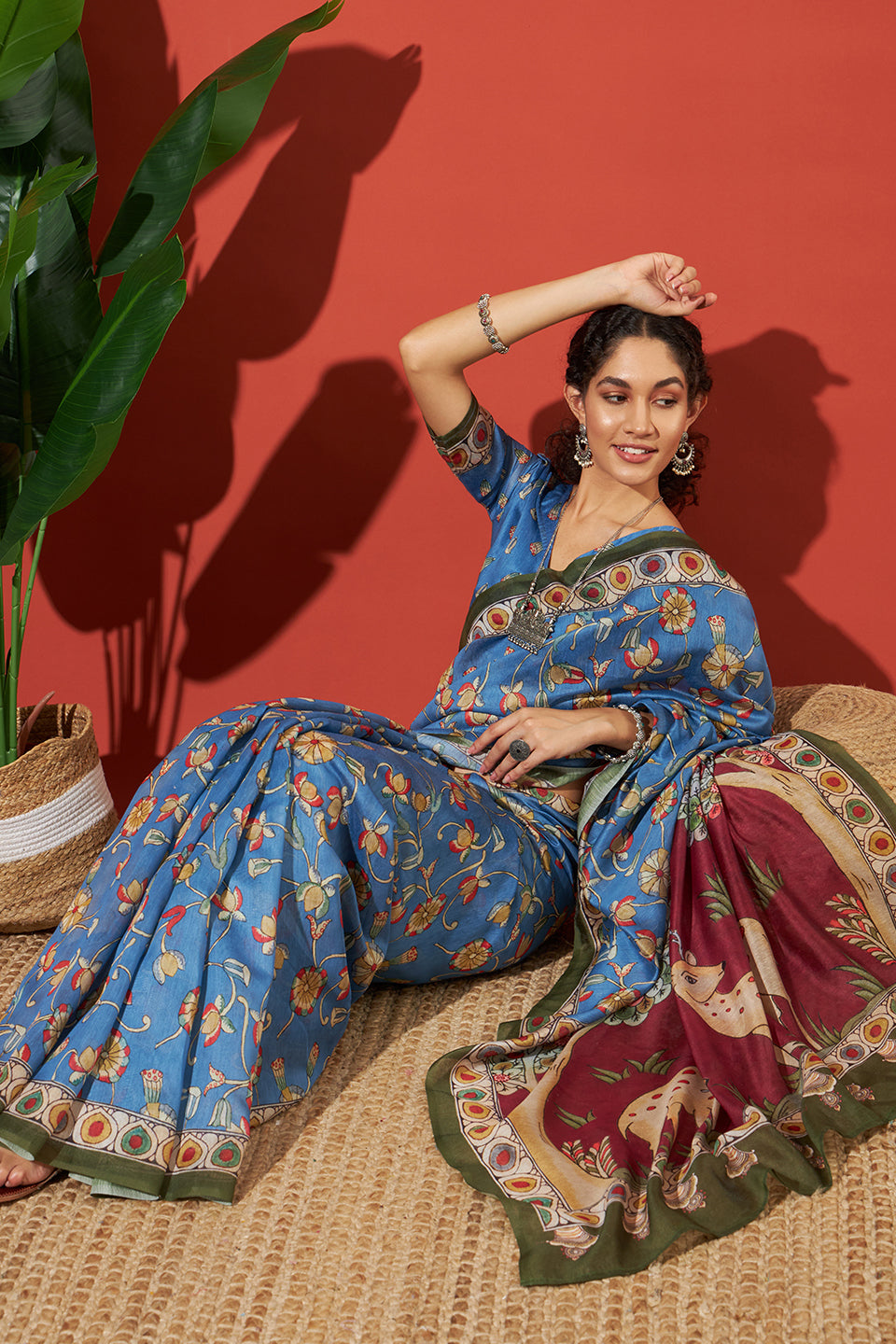 Kalamkari Pichwai Prints Cotton Silk saree