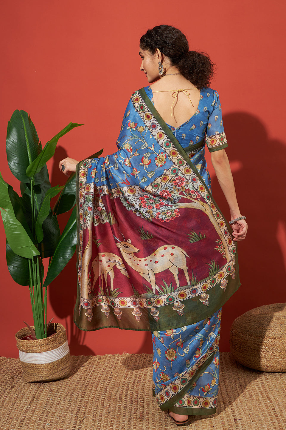 Kalamkari Pichwai Prints Cotton Silk saree