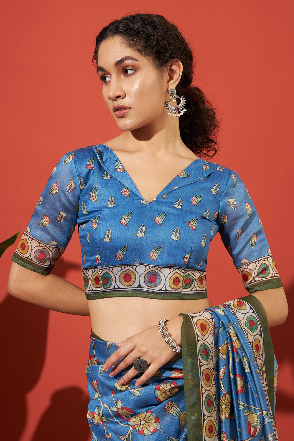 Kalamkari Pichwai Prints Cotton Silk saree