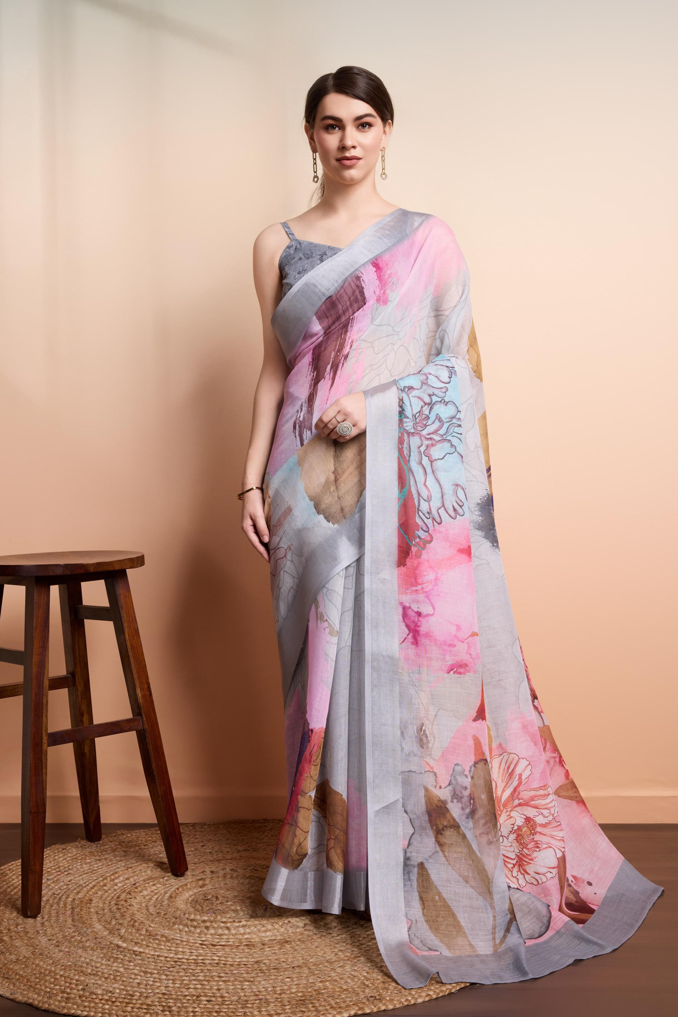 RACHNA Floral Zari  Ready to Wear Saree
