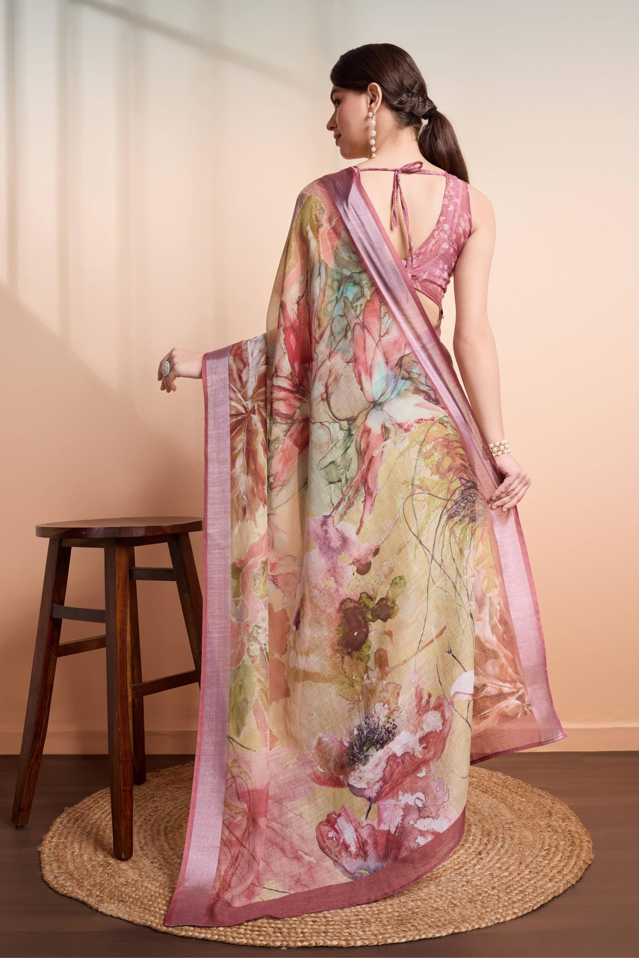 RACHNA  Zari Abstract Printed  Saree