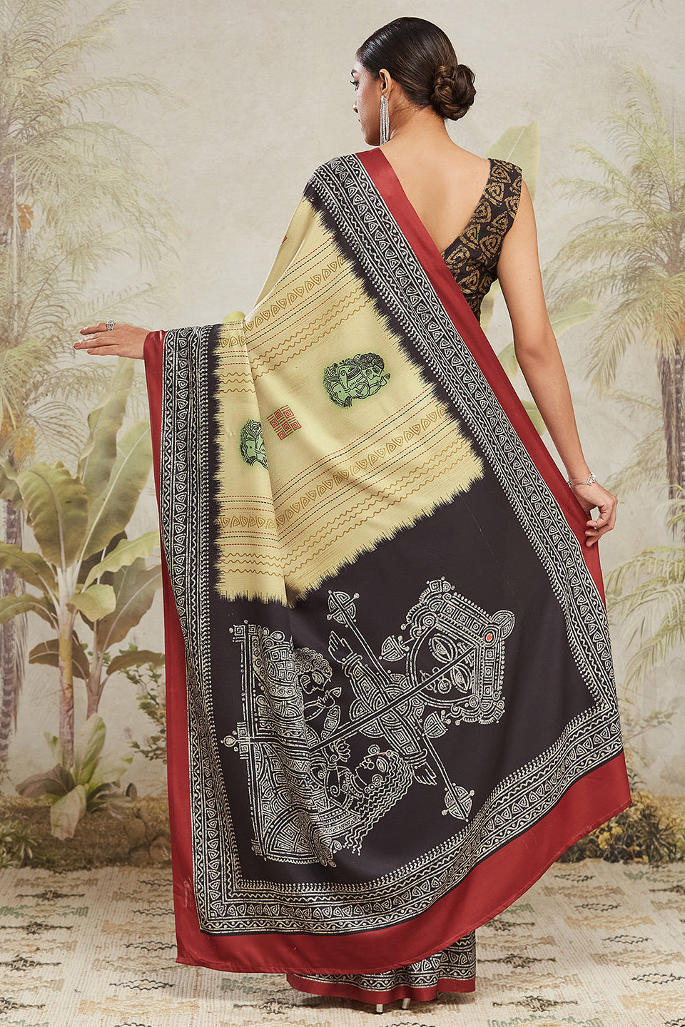 Digital Mural Prints Soft Silk ready to wear Saree