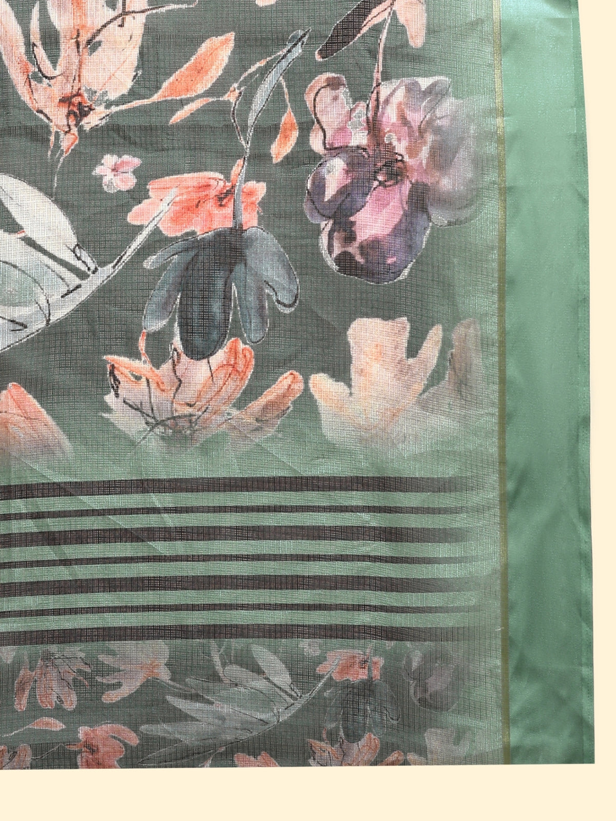Green Color Floral Printed Silk Blend Designer Saree