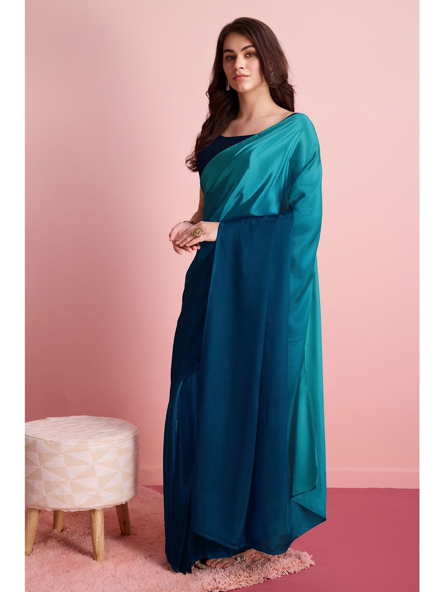 Blue Color Poly Silk Ready to Wear Saree