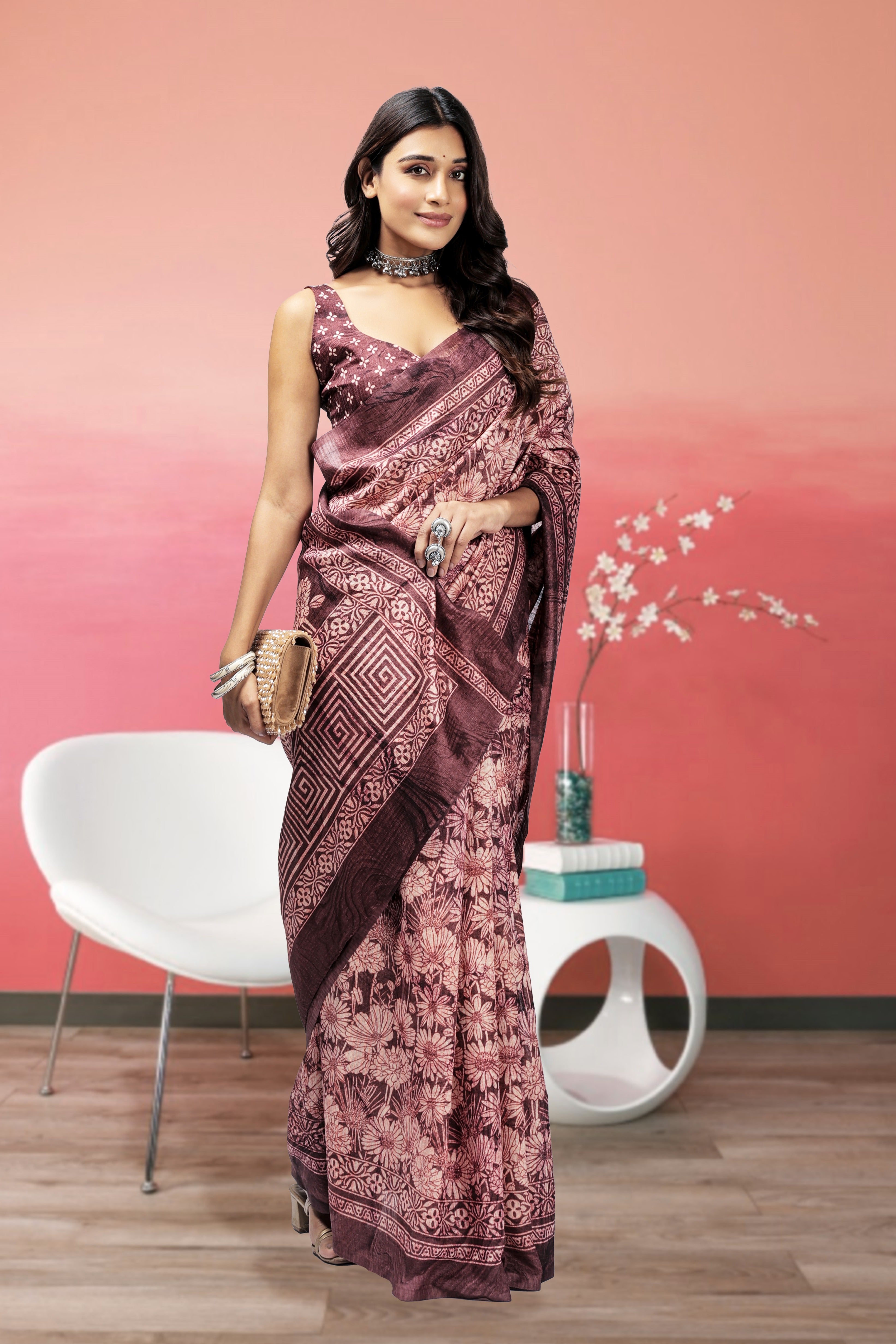 Batik Printed Bhagalpuri Dailywear Saree
