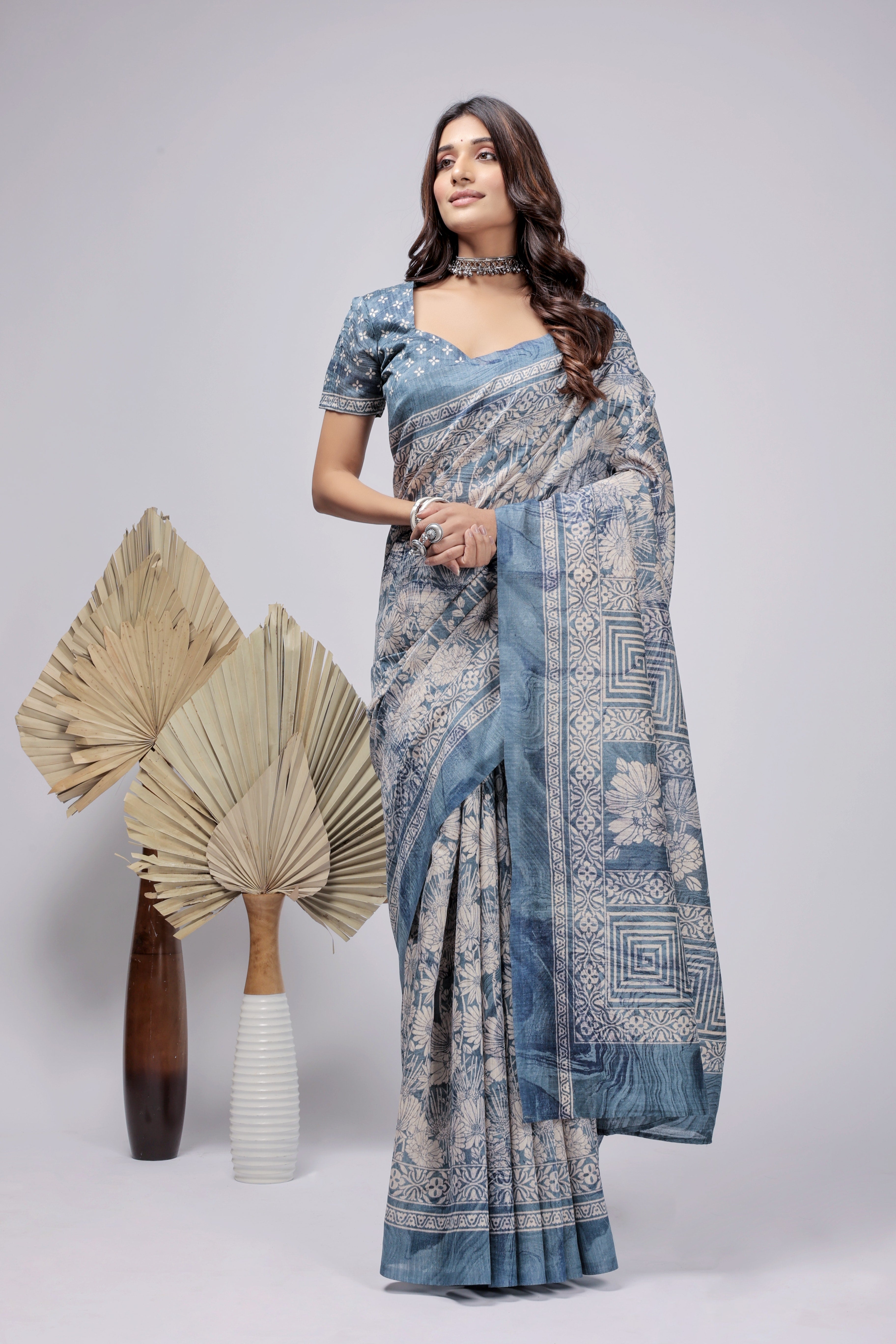 Batik Printed Bhagalpuri Dailywear Saree