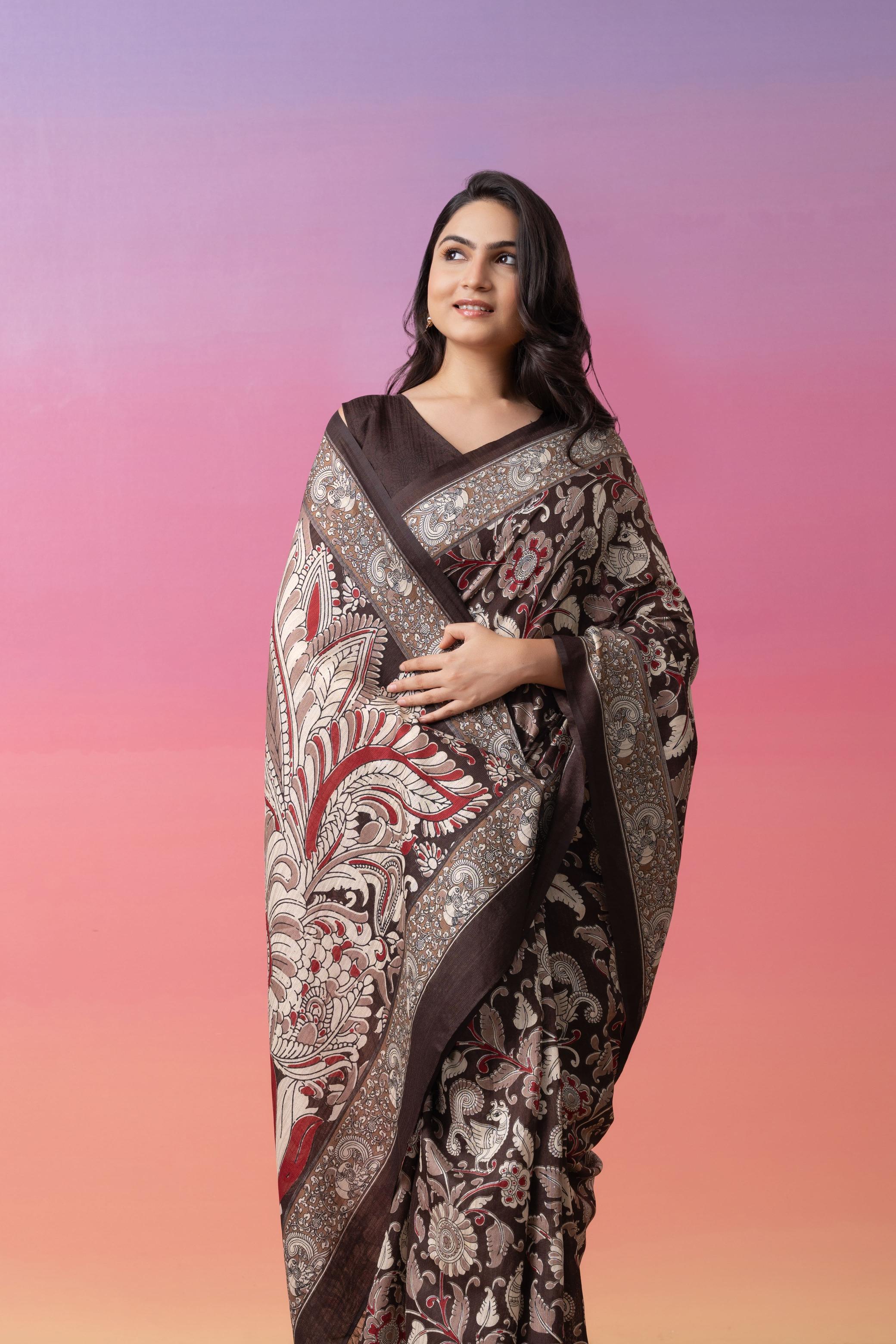 Batik Printed Bhagalpuri Cotton Silk Saree