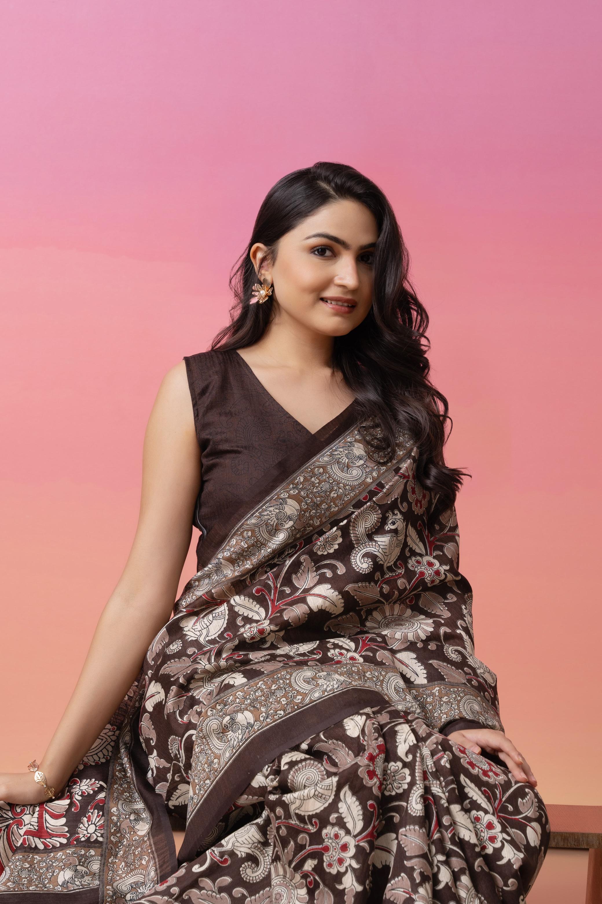 Batik Printed Bhagalpuri Cotton Silk Saree