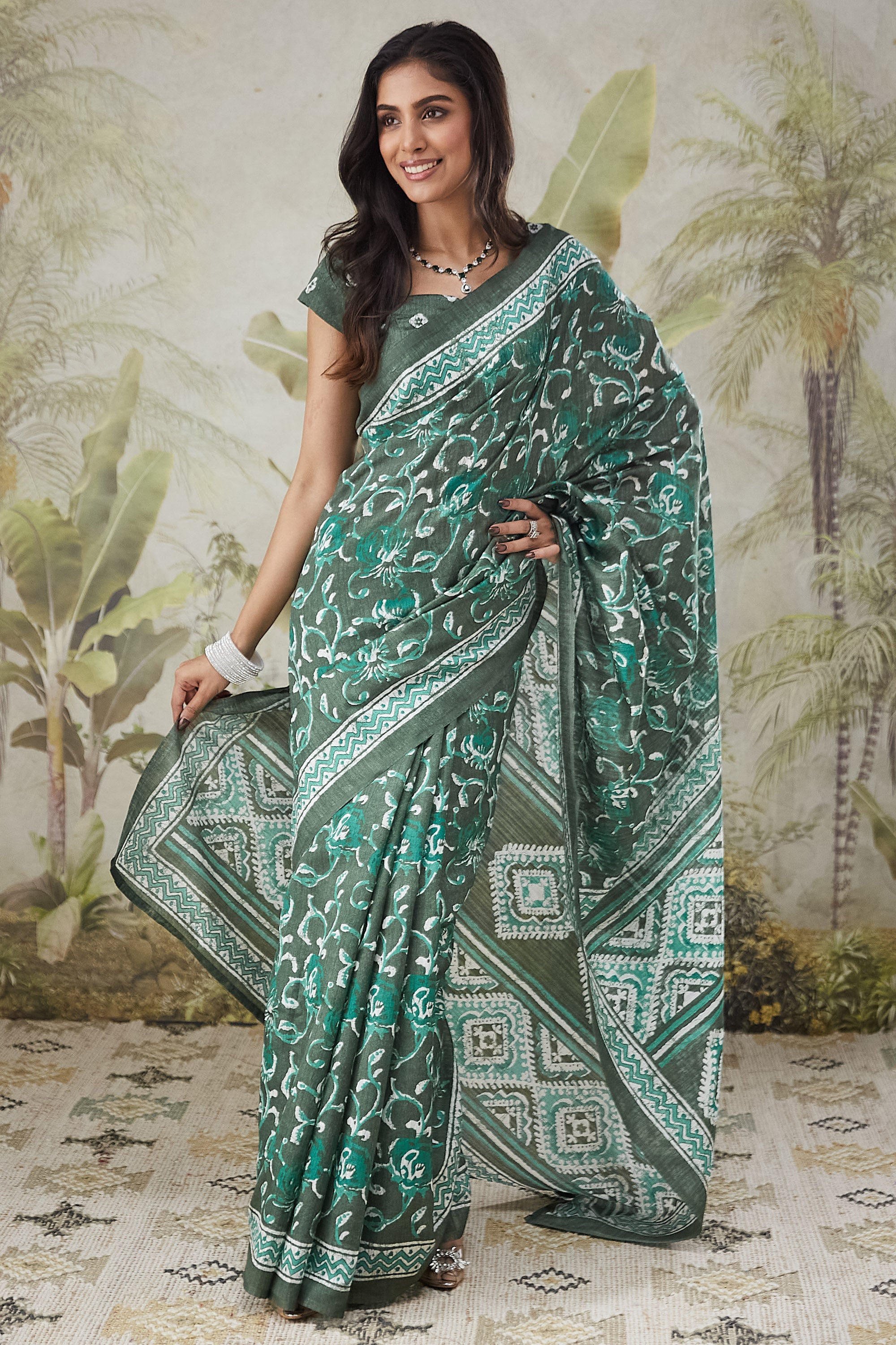 Batik Prints Bhagalpuri Cotton Silk Saree