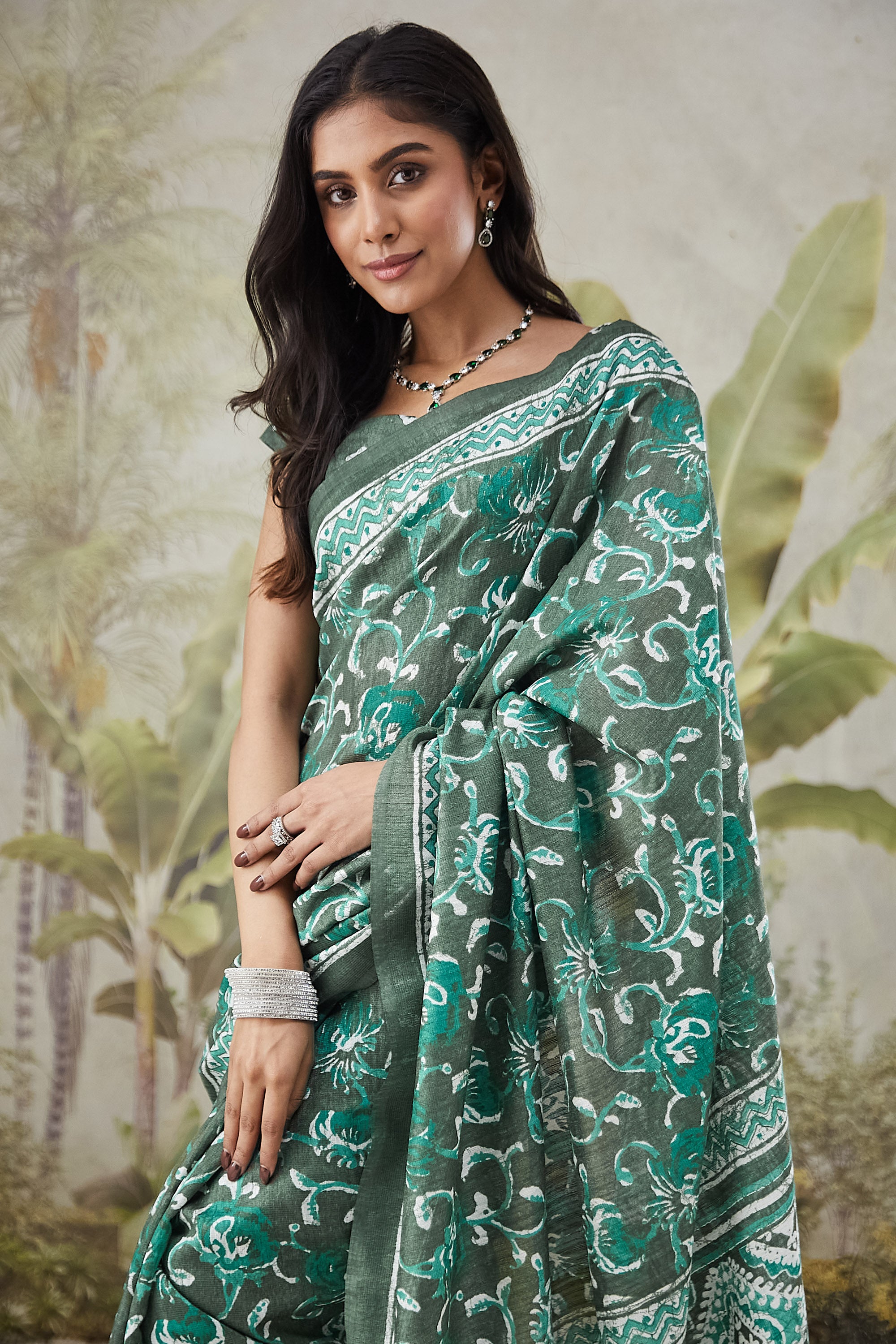 Batik Prints Bhagalpuri Cotton Silk Saree