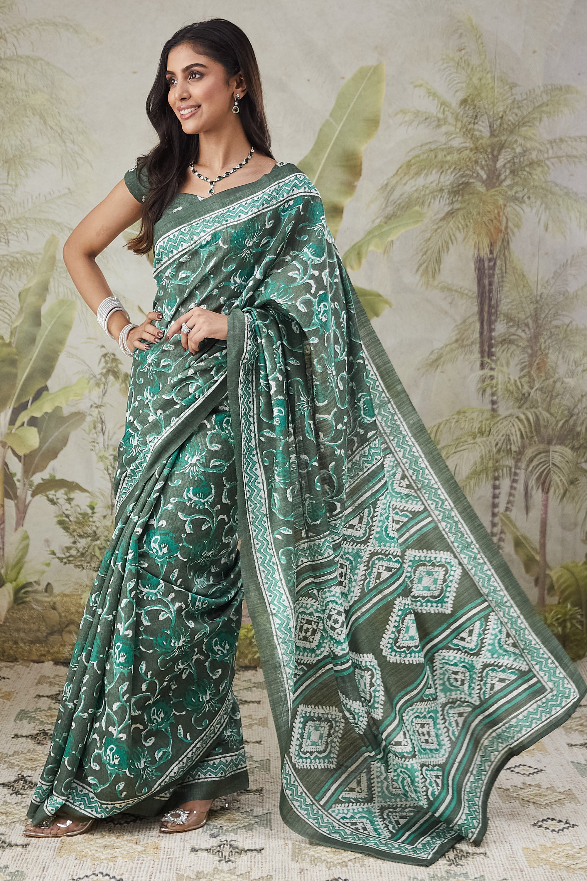 Batik Prints Bhagalpuri Cotton Silk Saree
