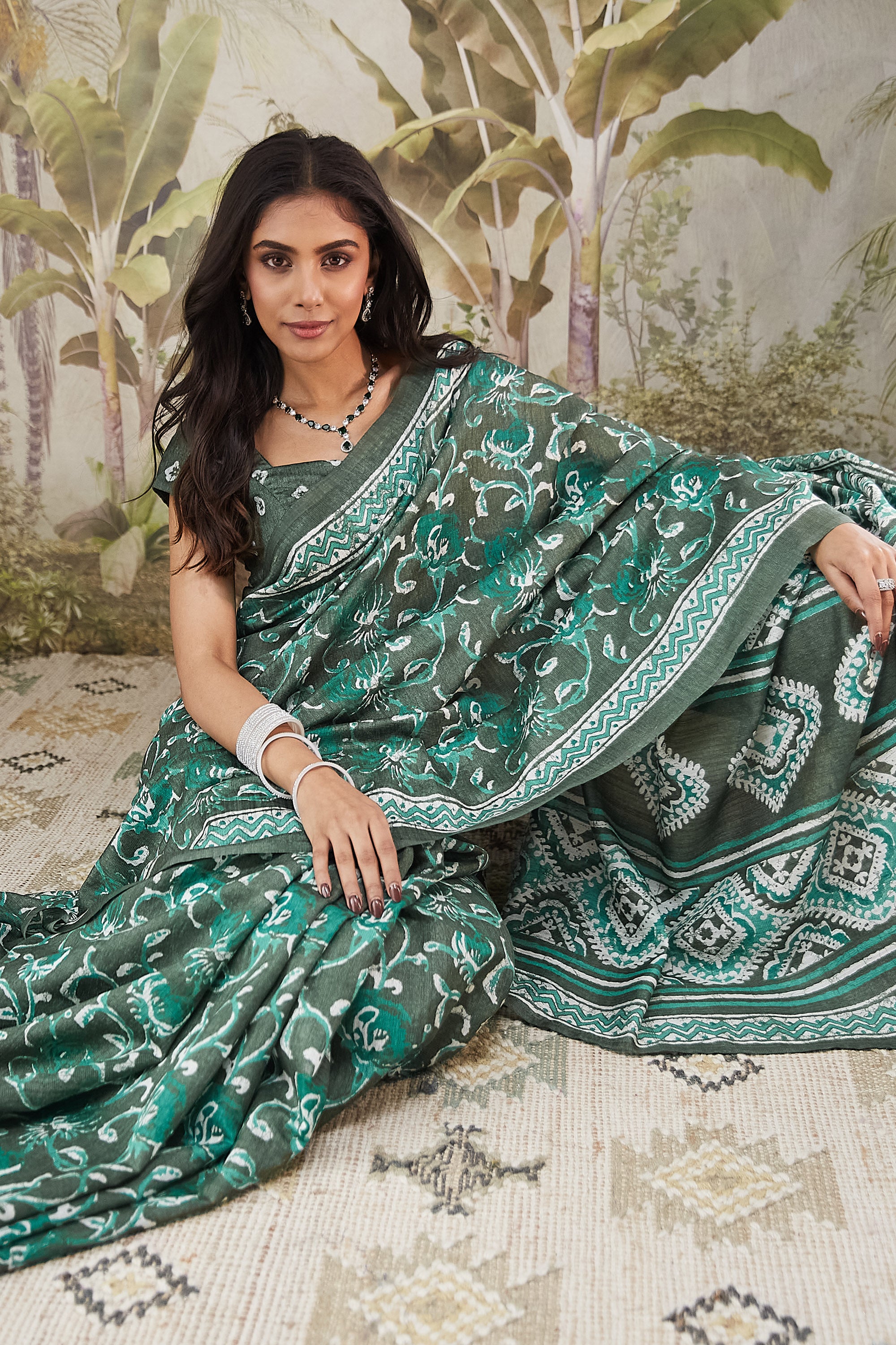 Batik Prints Bhagalpuri Cotton Silk Saree