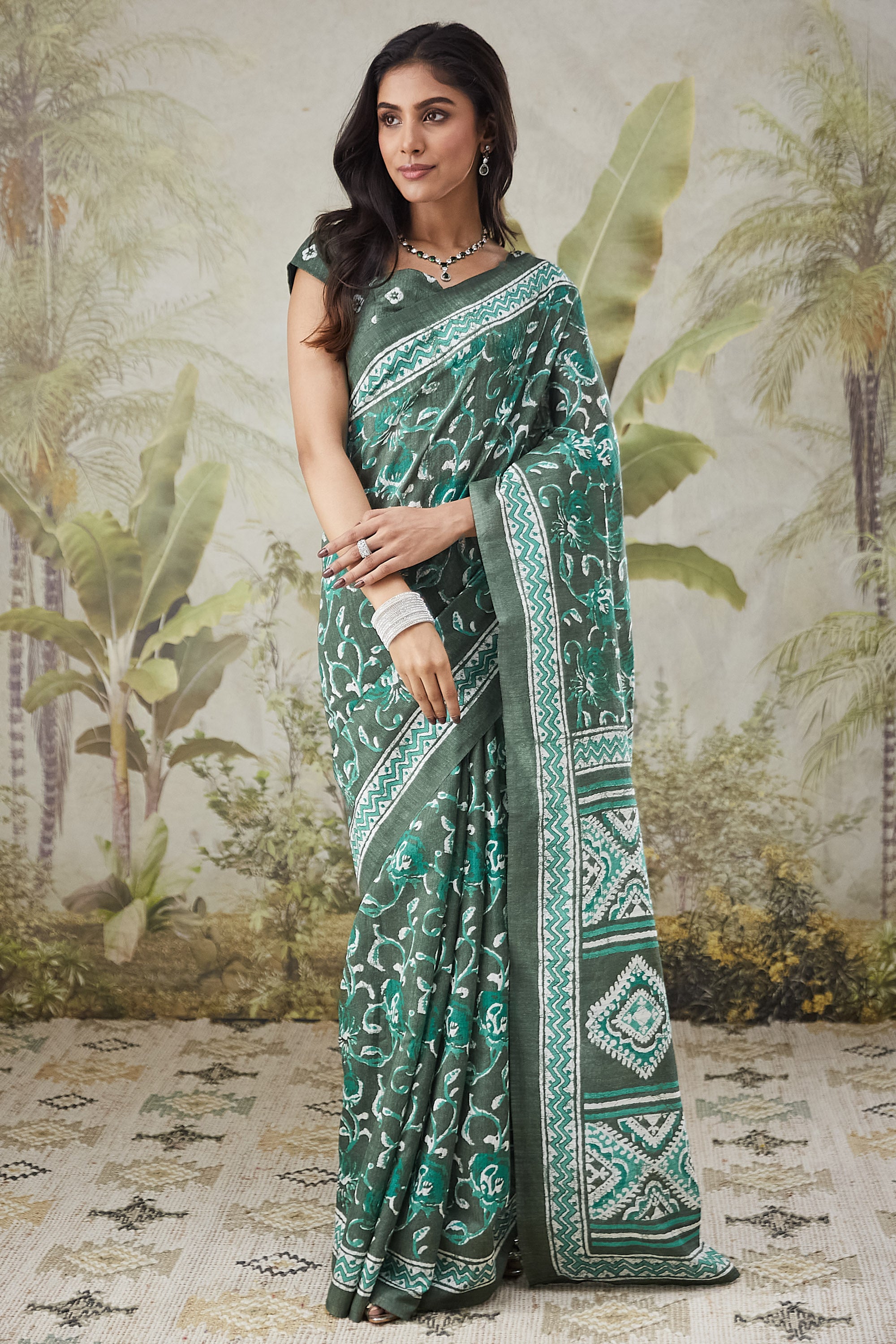 Batik Prints Bhagalpuri Cotton Silk Saree