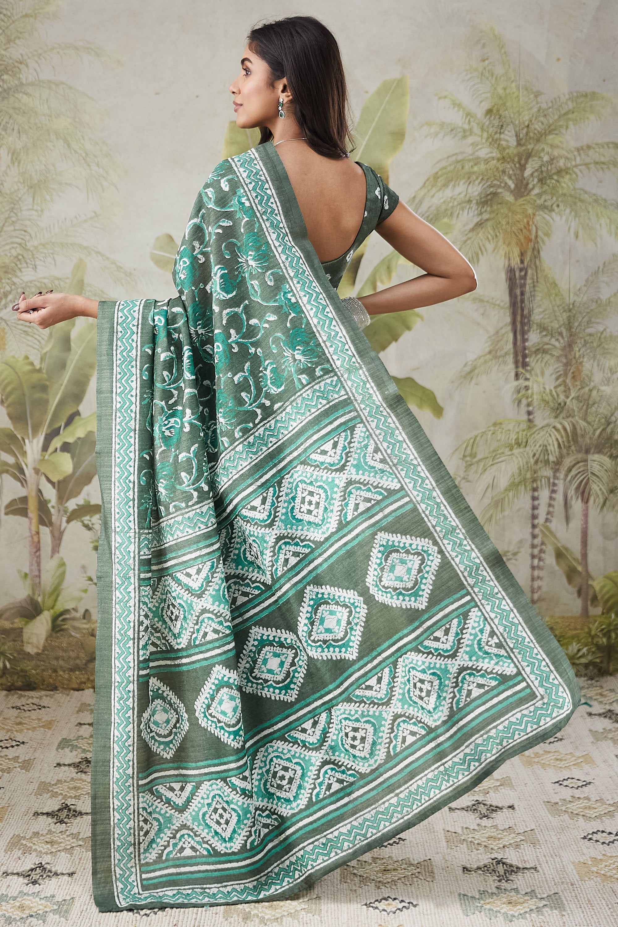 Batik Prints Bhagalpuri Cotton Silk Saree