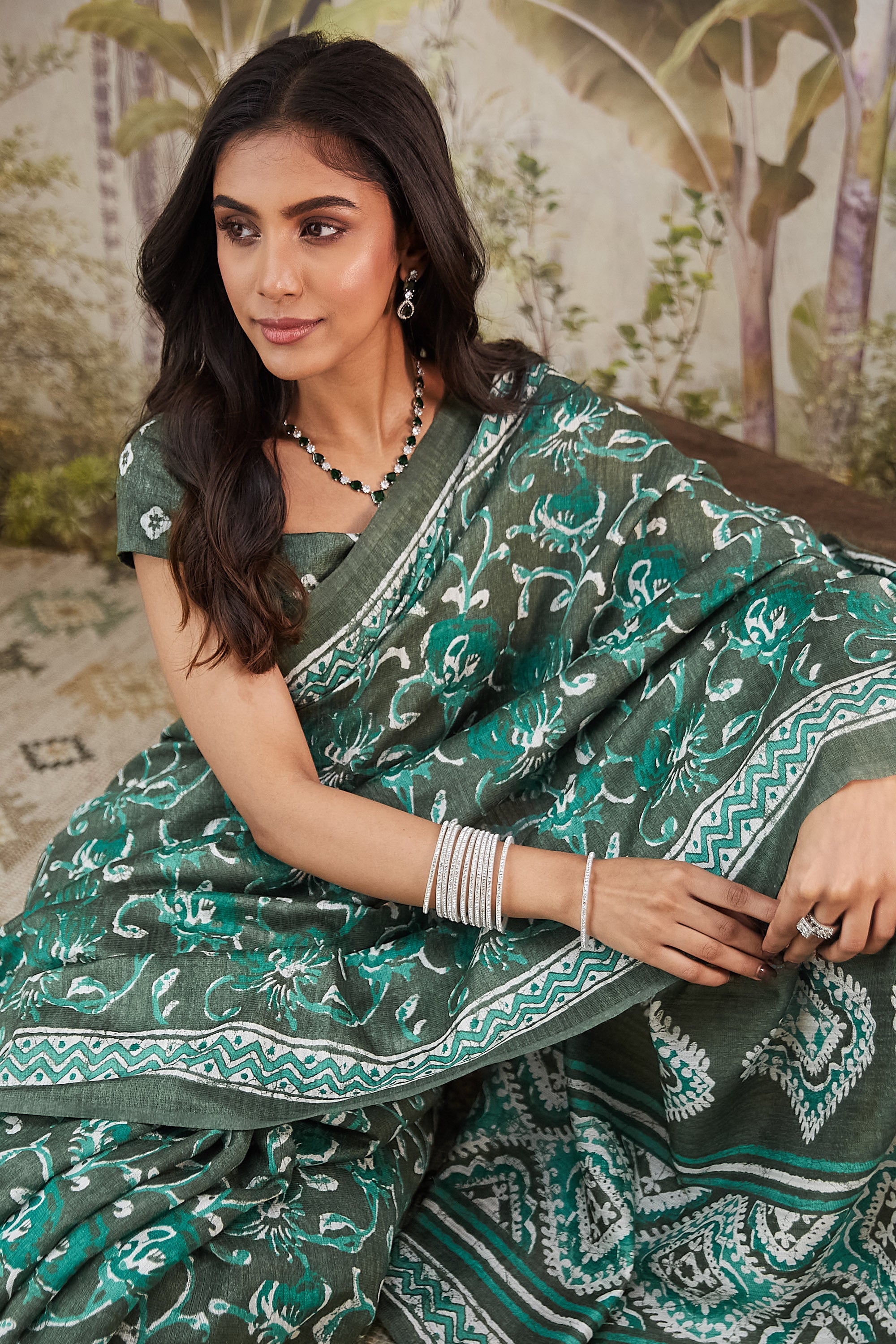 Batik Prints Bhagalpuri Cotton Silk Saree