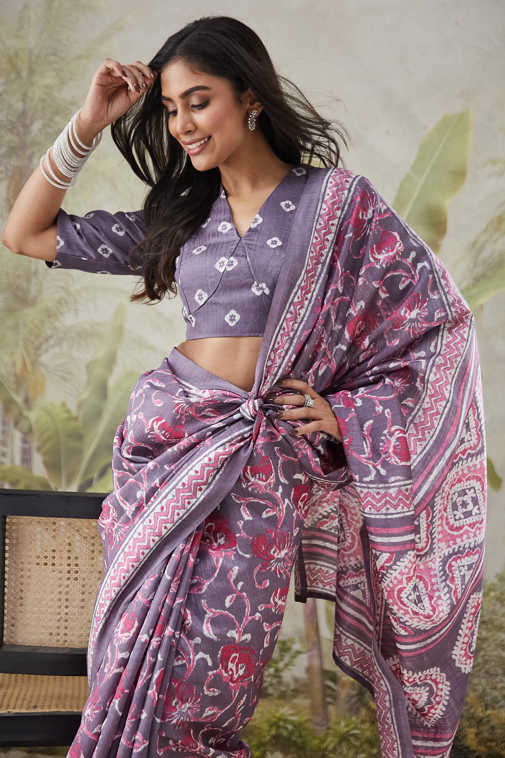 Batik Prints Bhagalpuri Cotton Silk Saree