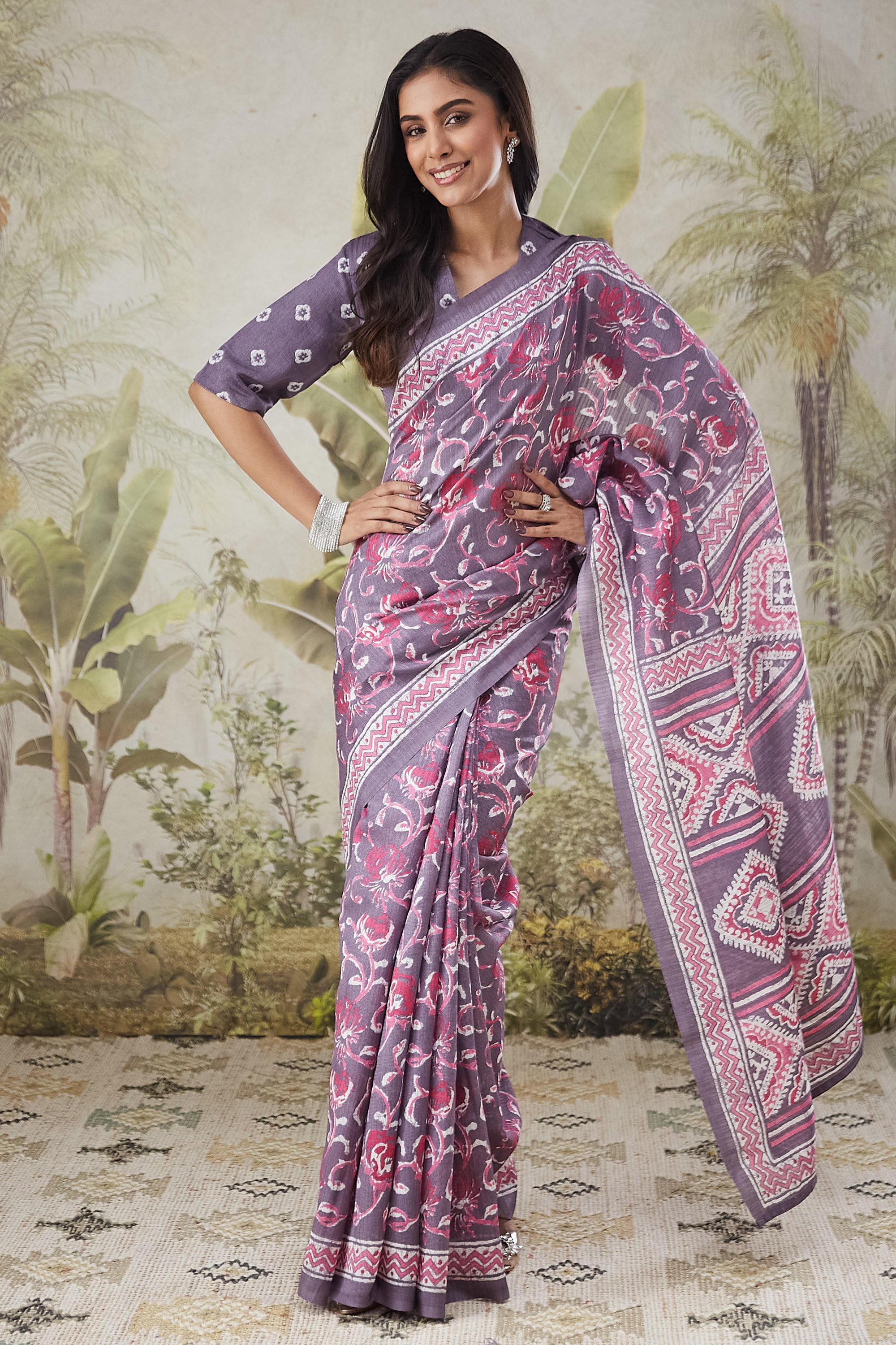 Batik Prints Bhagalpuri Cotton Silk Saree