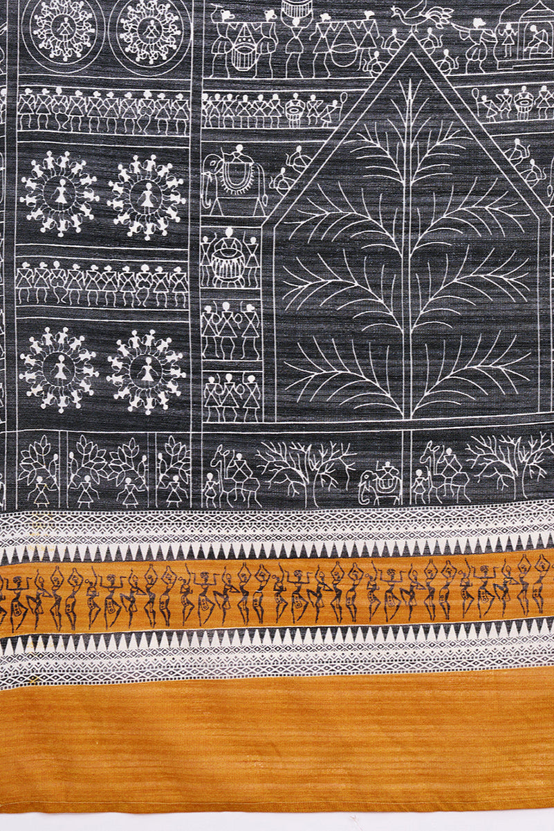 Warli Prints Cotton Silk Bhagalpuri Saree
