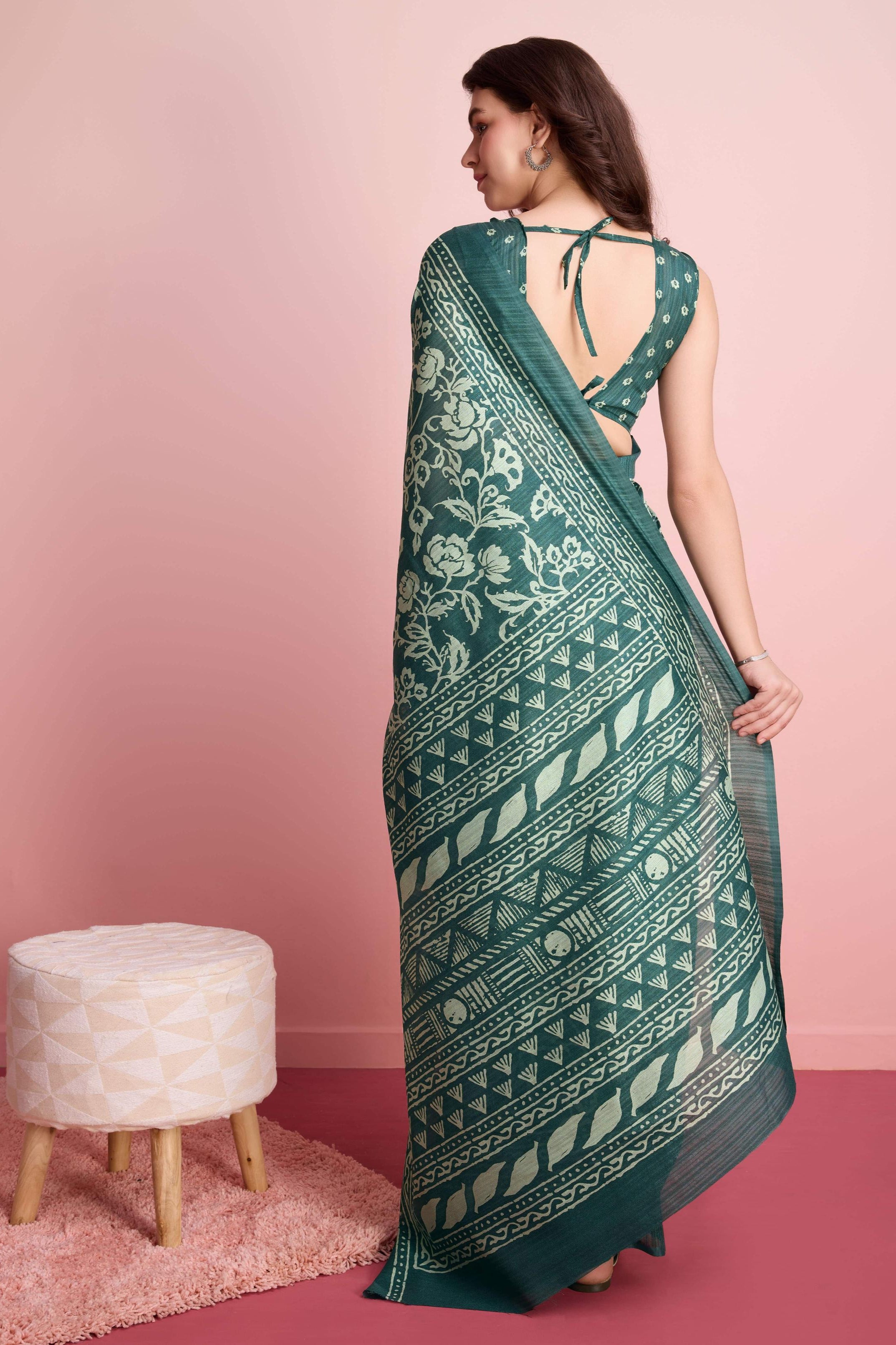 Batik Print Cotton Silk Blend Saree