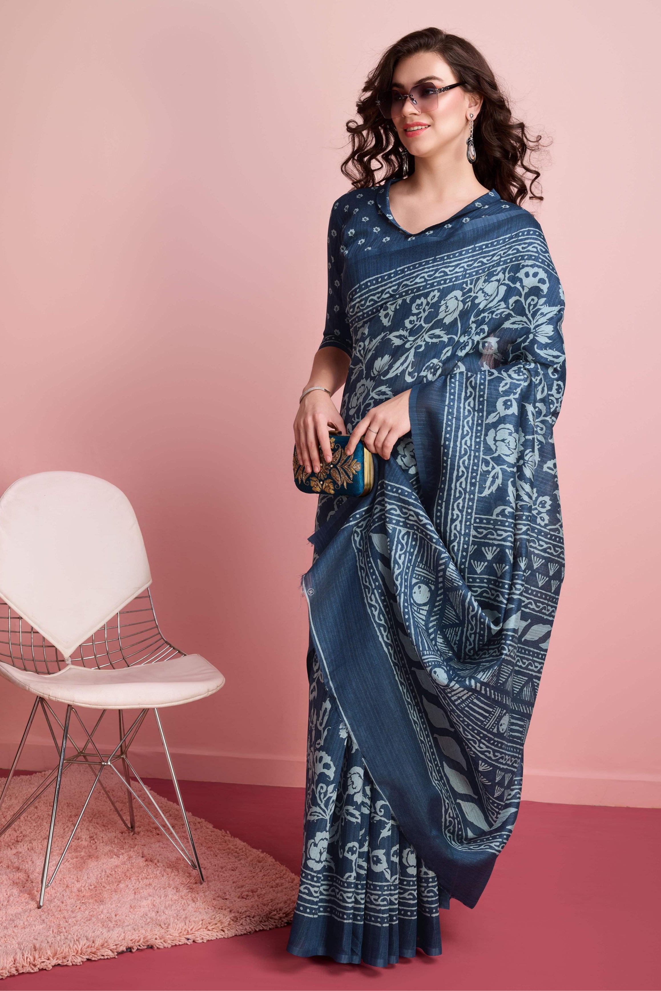 Batik Print Cotton Silk Blend Saree