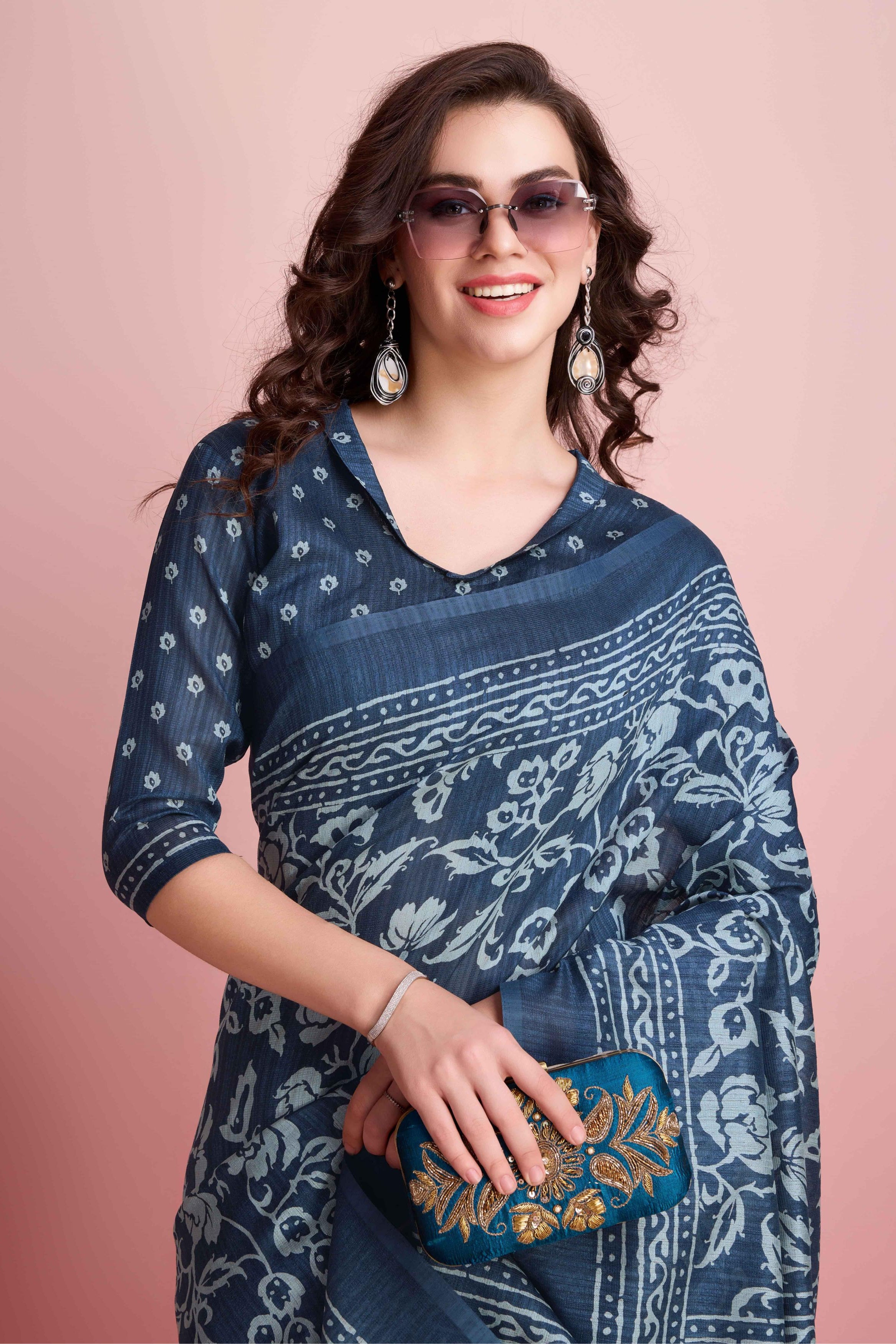 Batik Print Cotton Silk Blend Saree