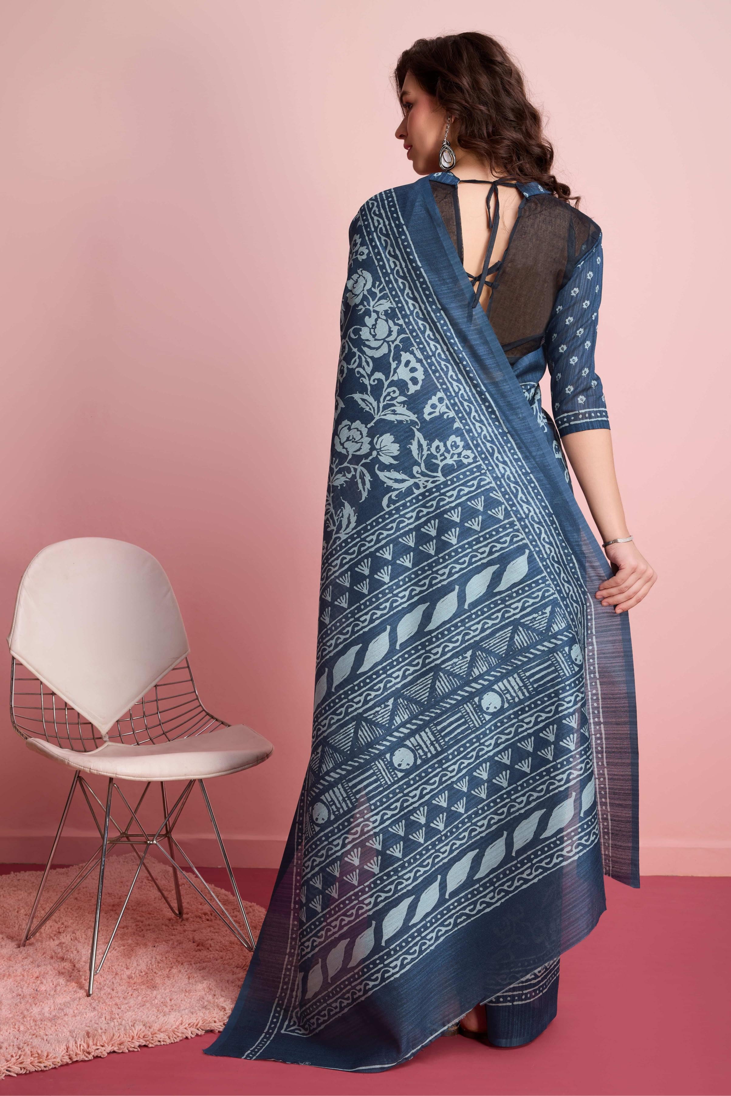 Batik Print Cotton Silk Blend Saree