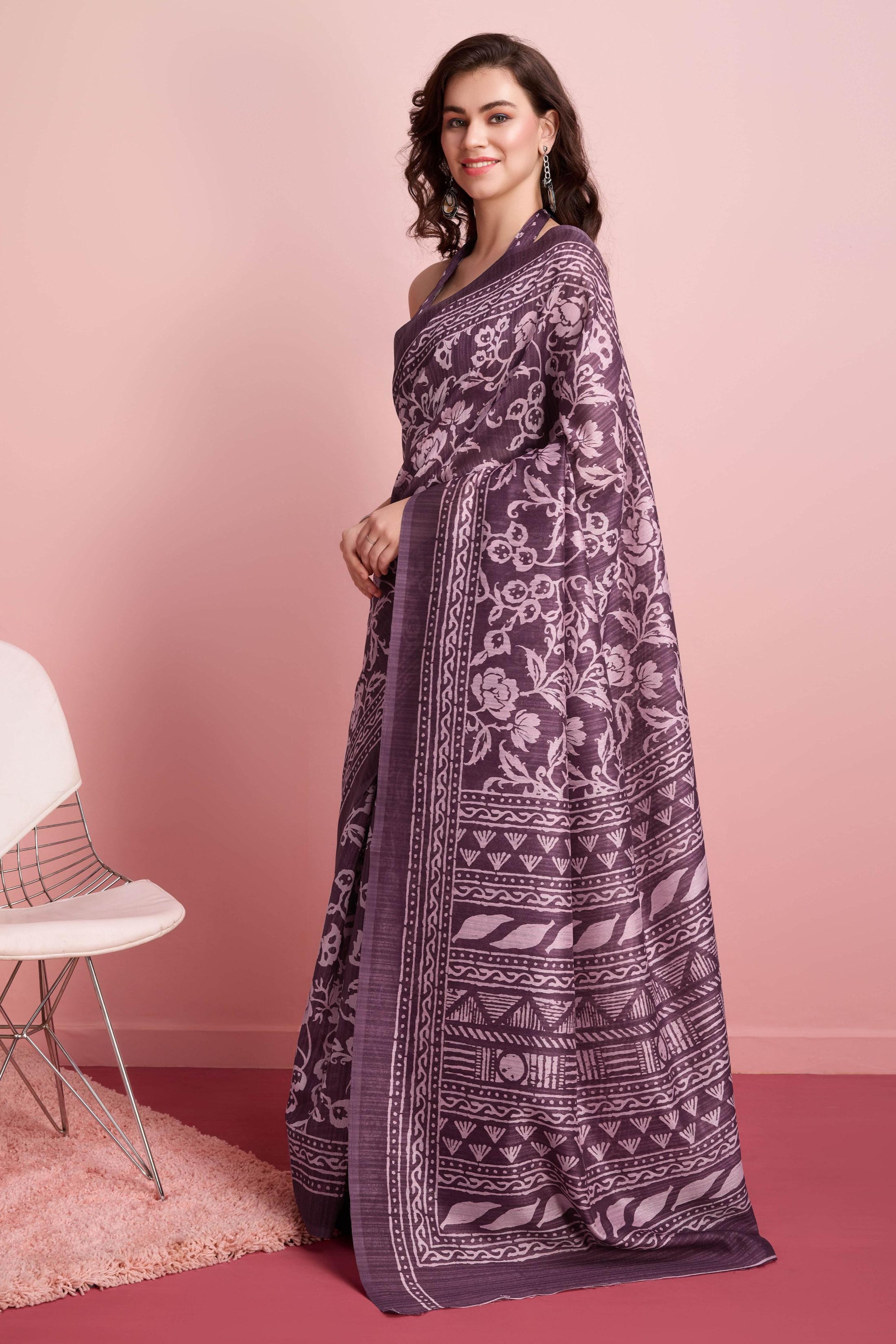 Batik Print Cotton Silk Blend Saree