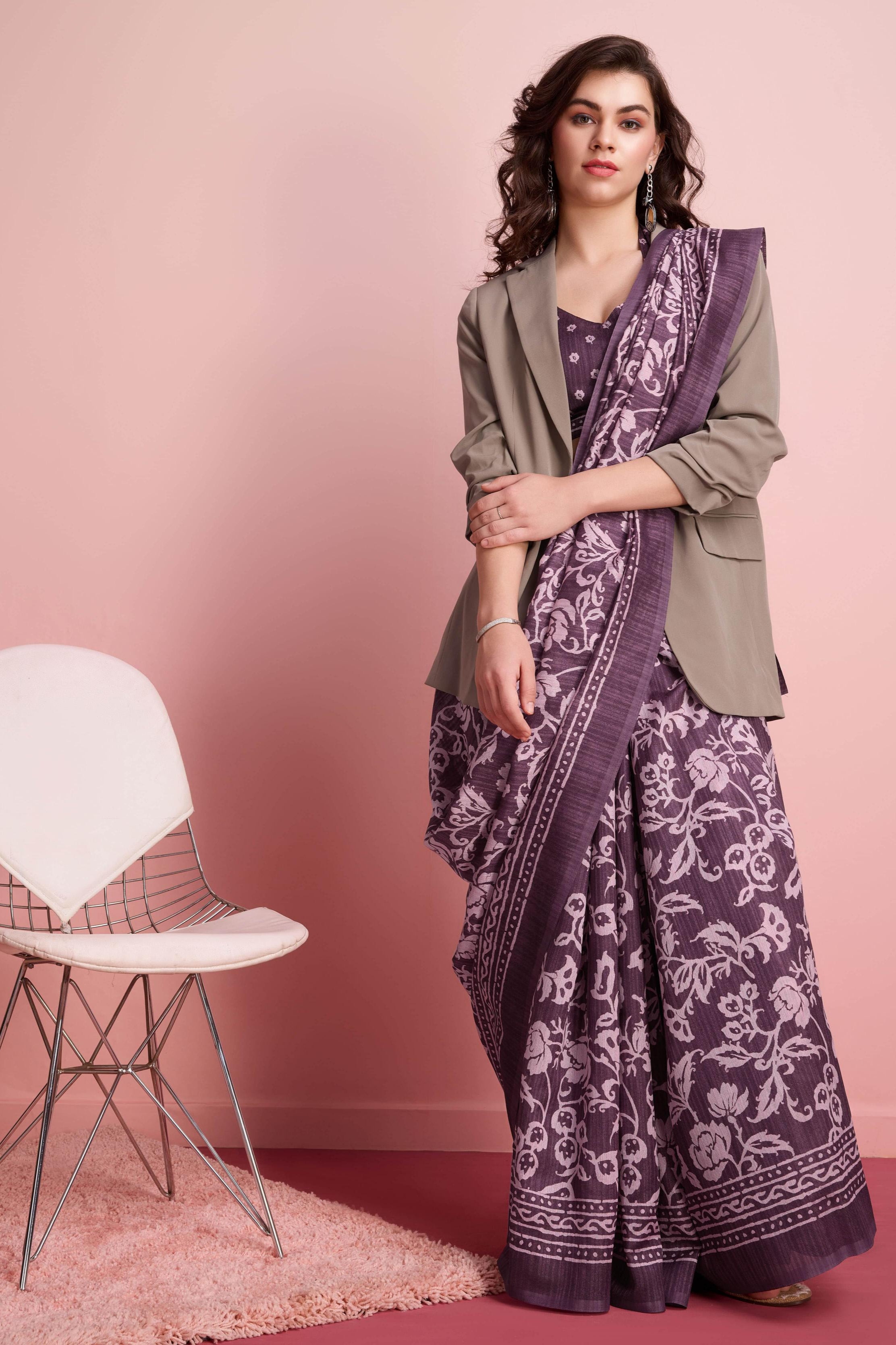 Batik Print Cotton Silk Blend Saree