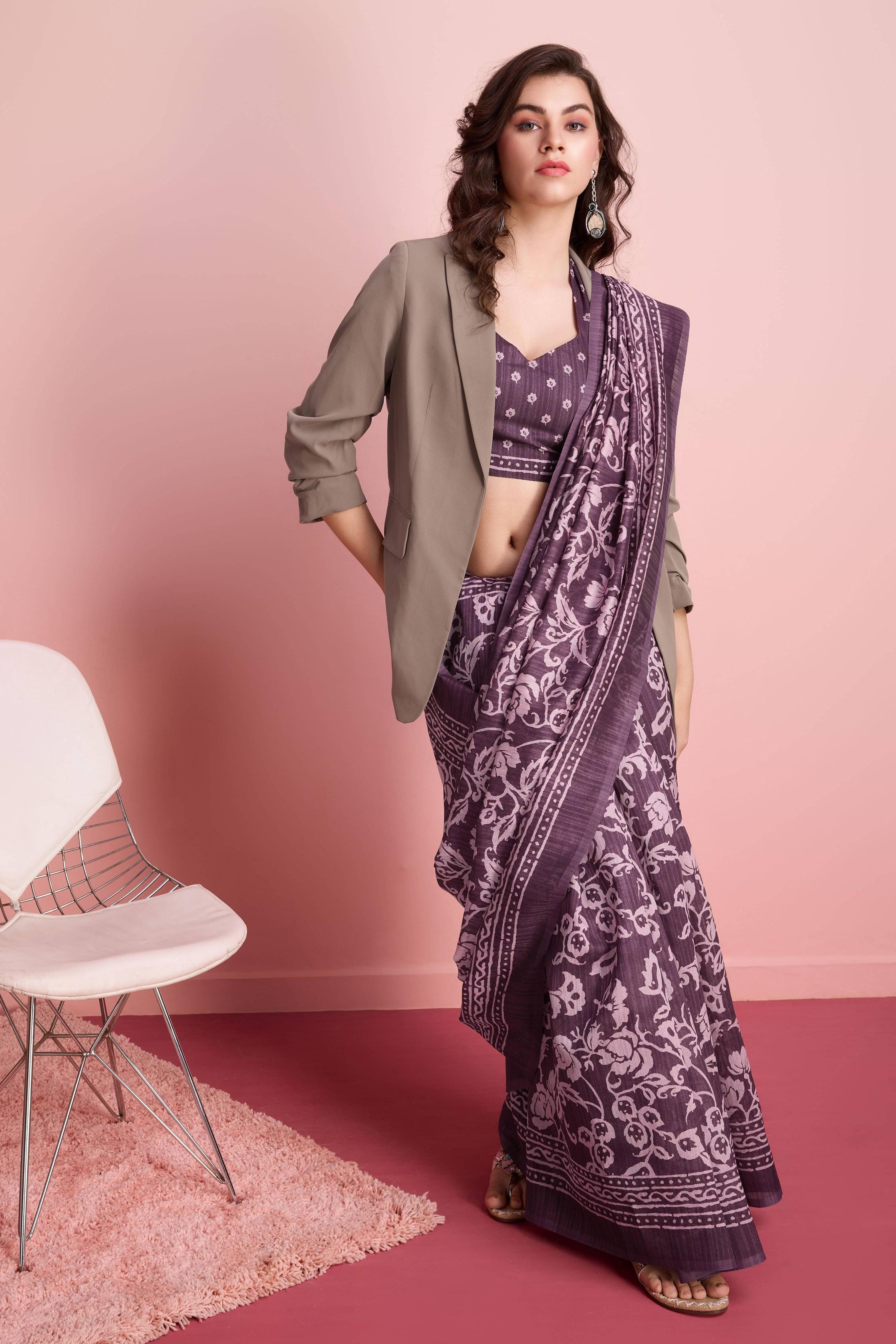 Batik Print Cotton Silk Blend Saree