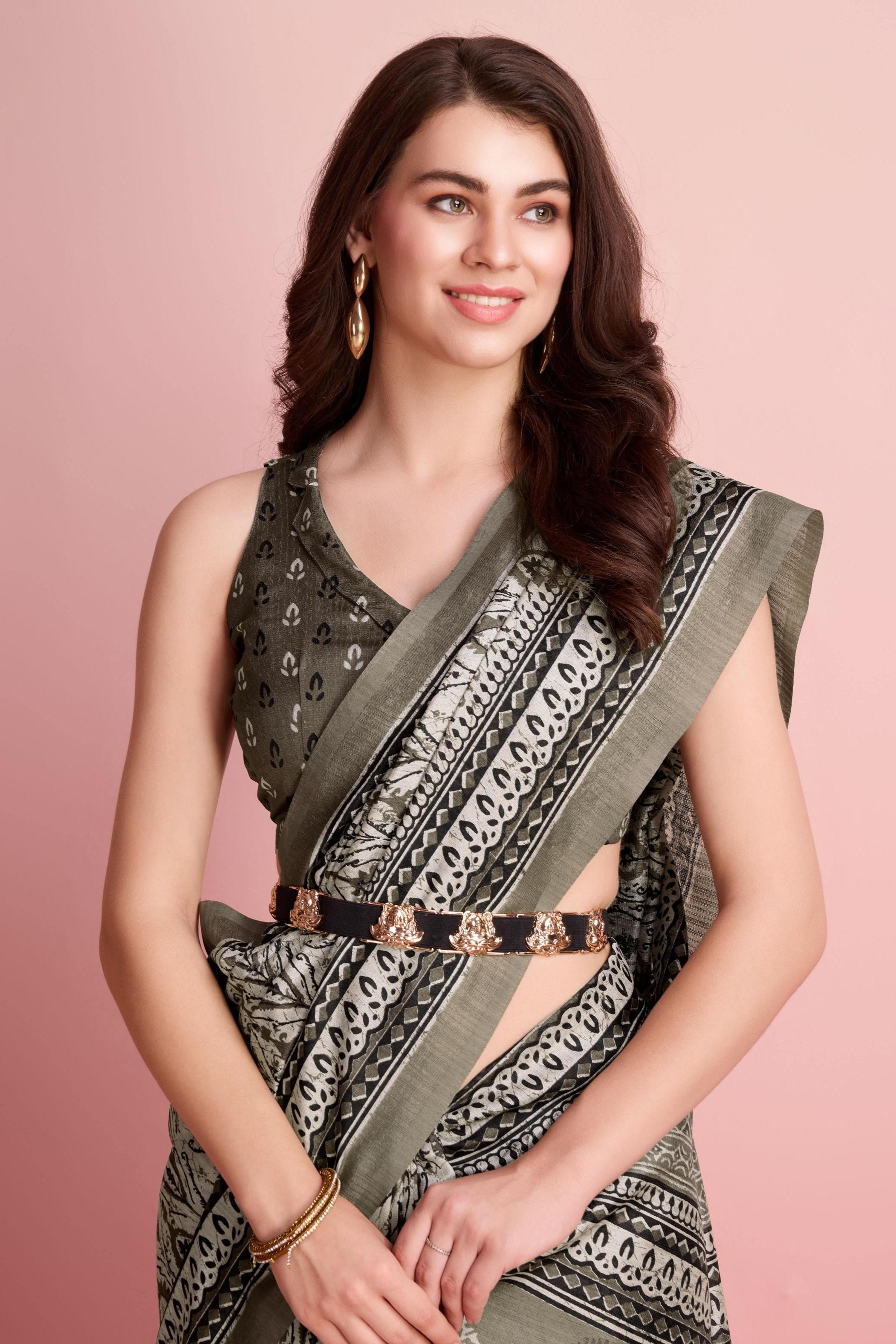 Ajrakh Paisley Prints Cotton Silk Blend Saree