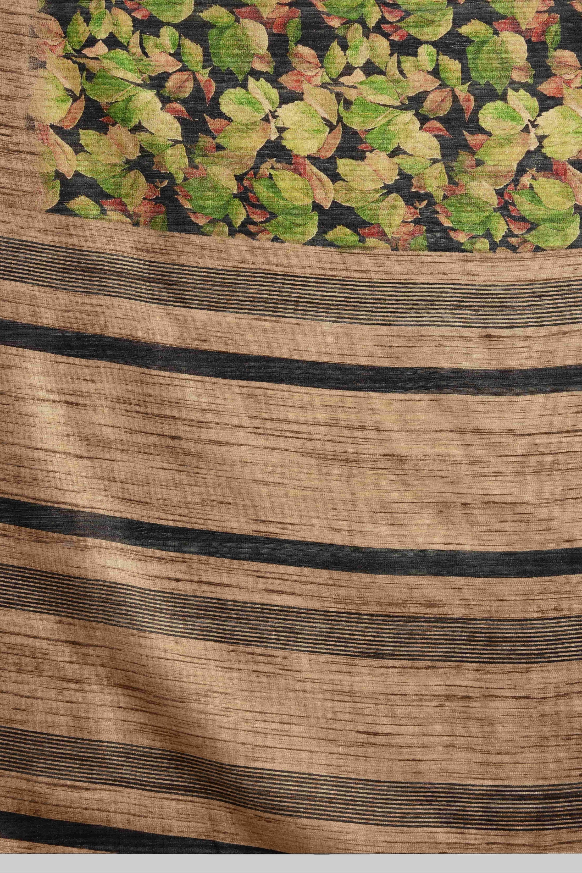 Abstract Floral Prints Cotton Silk Saree