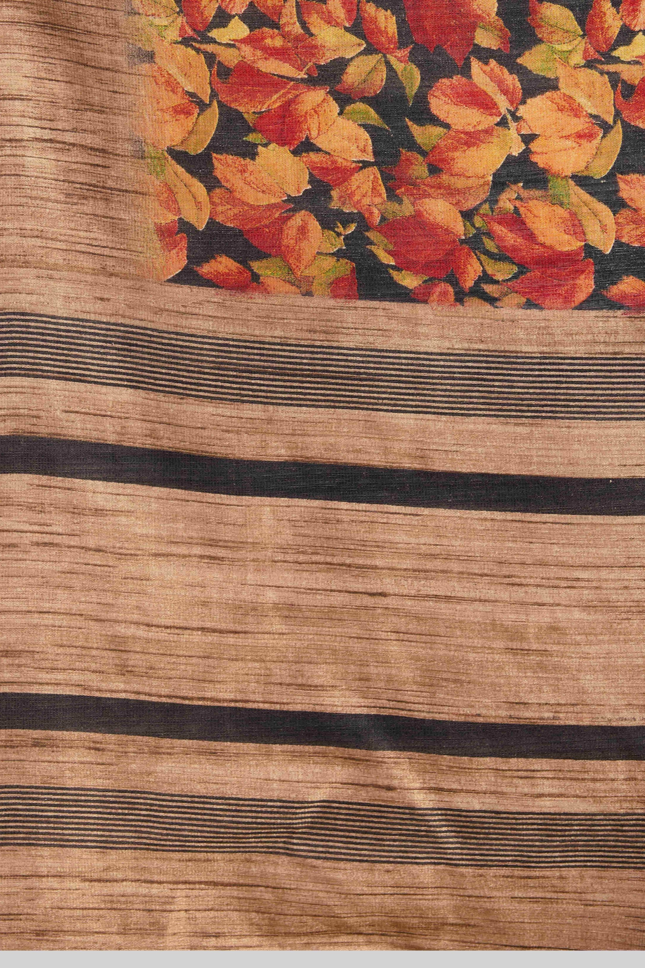 Abstract Floral Prints Cotton Silk Saree