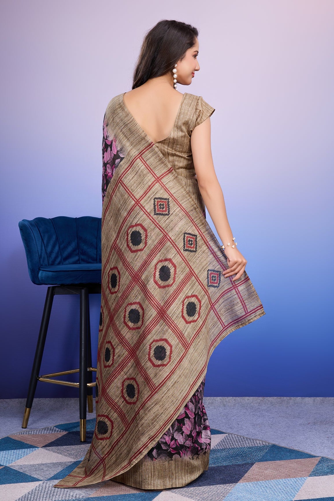 Batik Printed Cotton Silk Bhagalpuri Saree