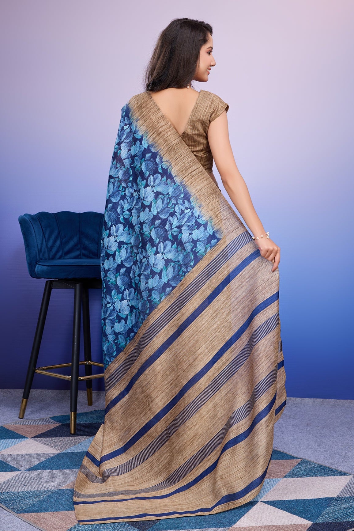 Batik Printed Cotton Silk Bhagalpuri Saree