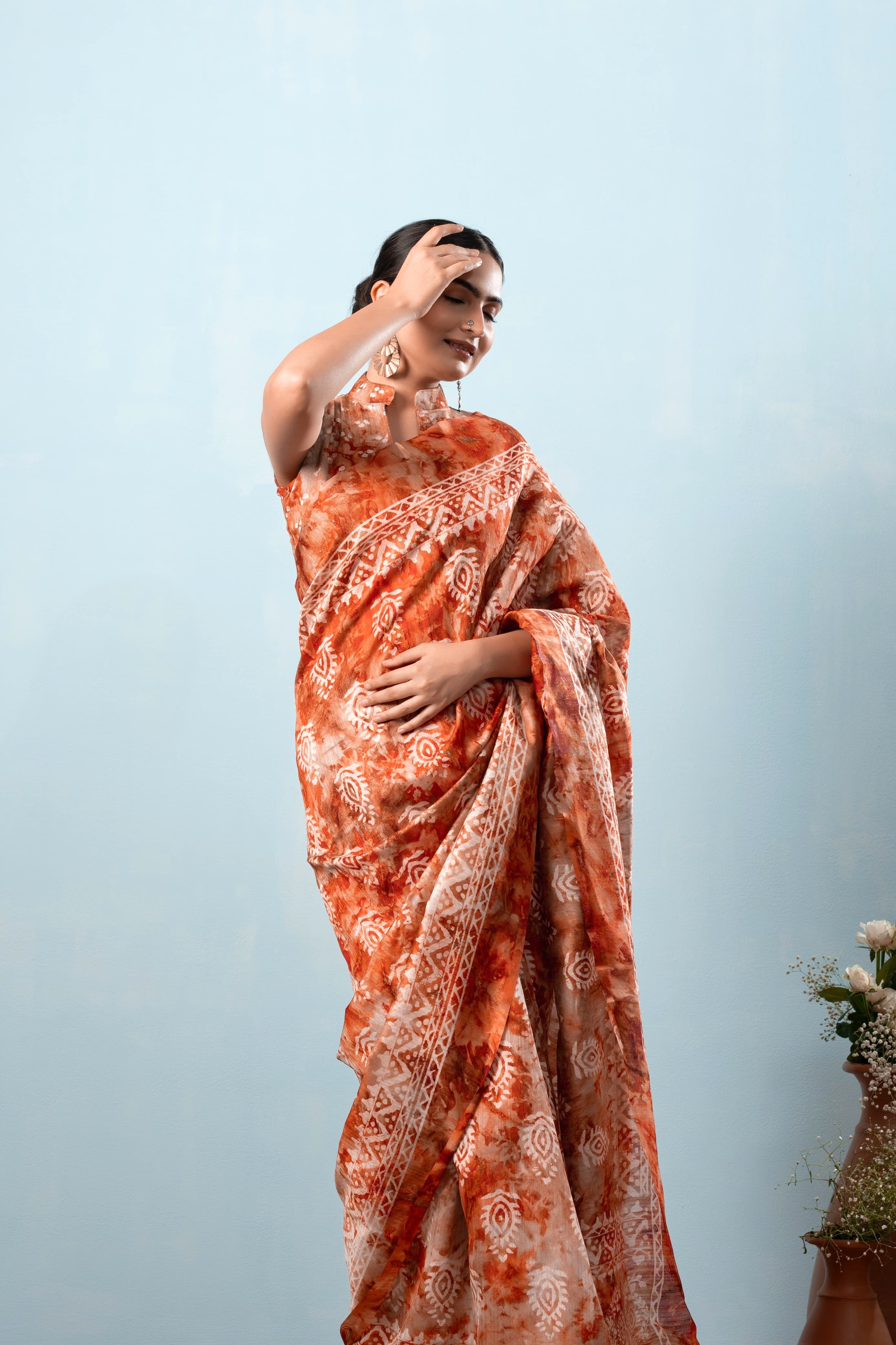 Batik Printed Bhagalpuri Cotton Silk Saree