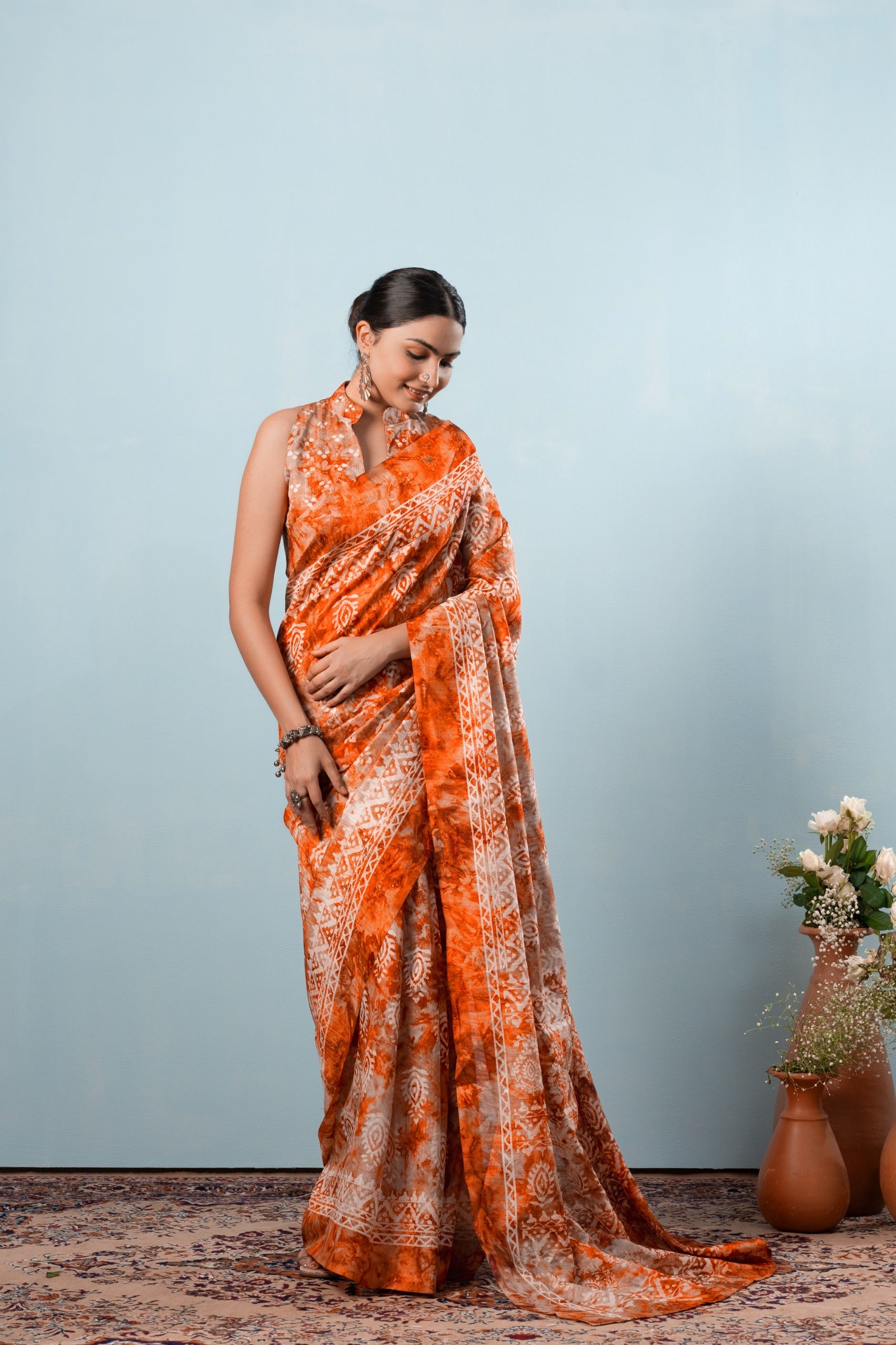 Batik Printed Bhagalpuri Cotton Silk Saree