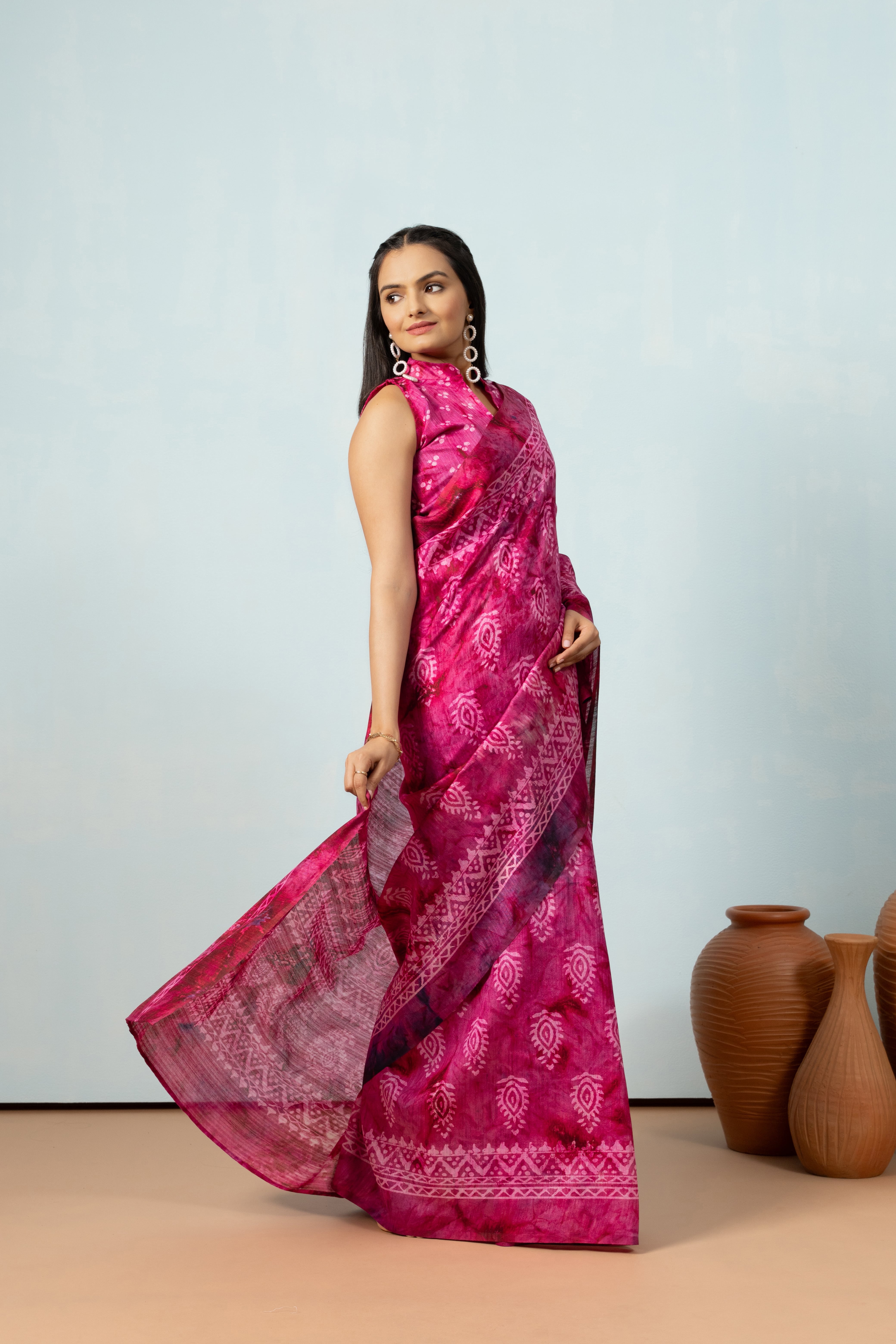Batik Printed Bhagalpuri Cotton Silk Saree